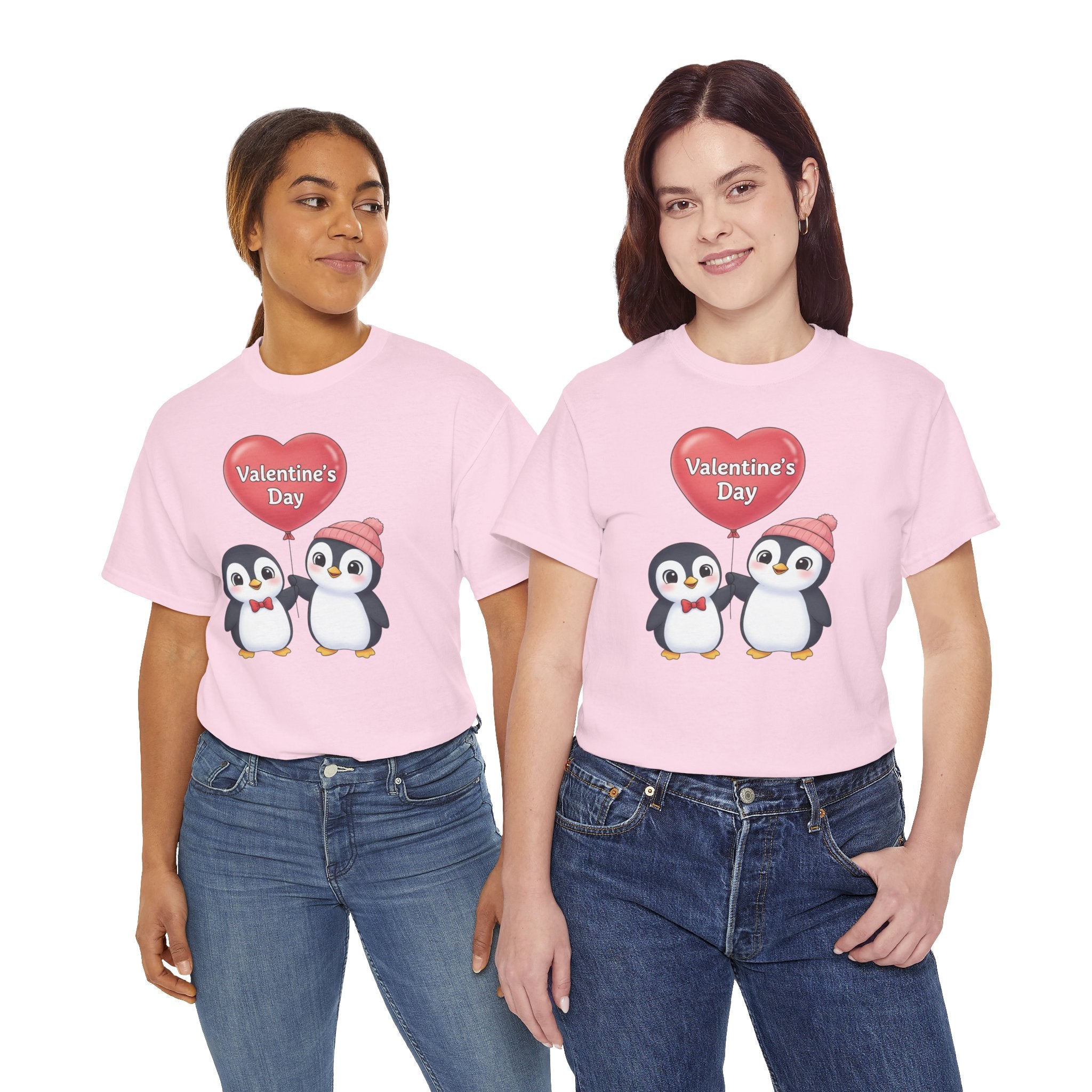Cute Penguin Couple Valentine's Day T-Shirt | Heart Balloon