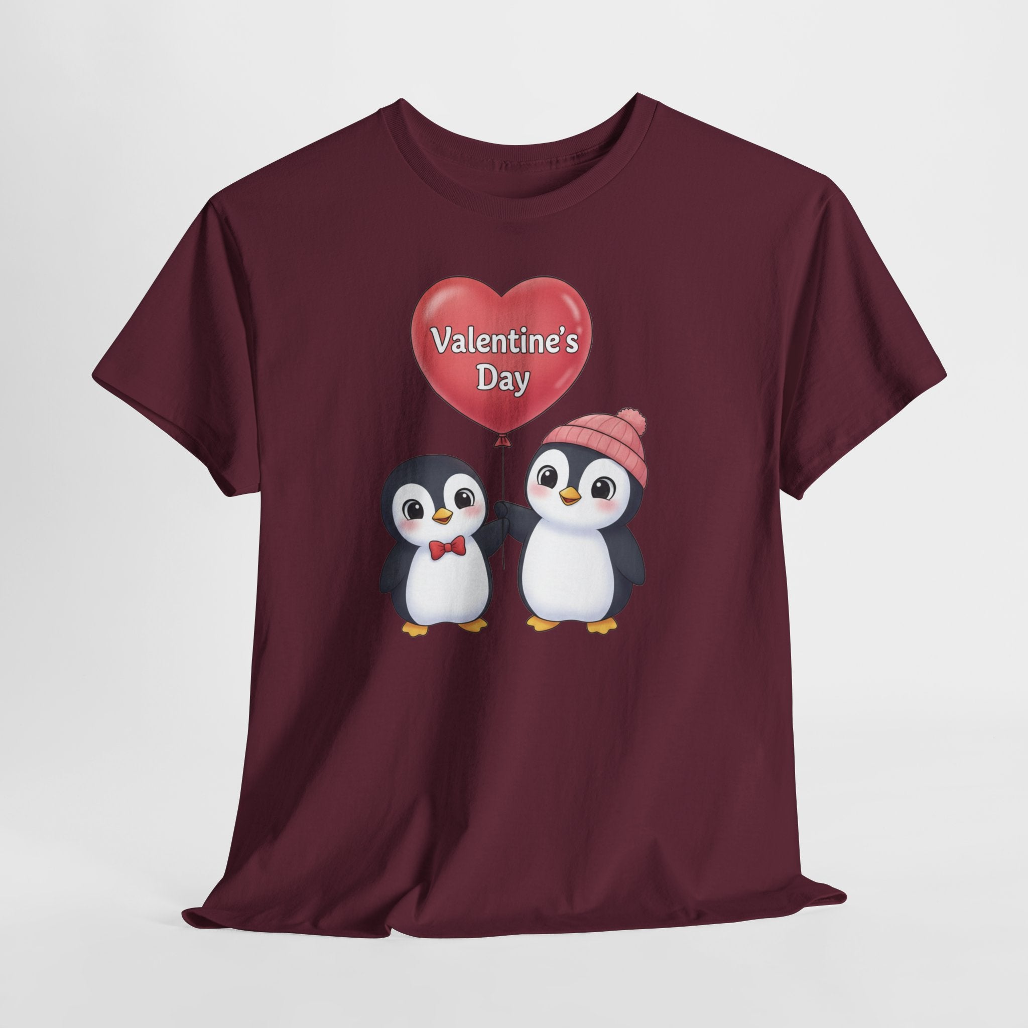 Cute Penguin Couple Valentine's Day T-Shirt | Heart Balloon