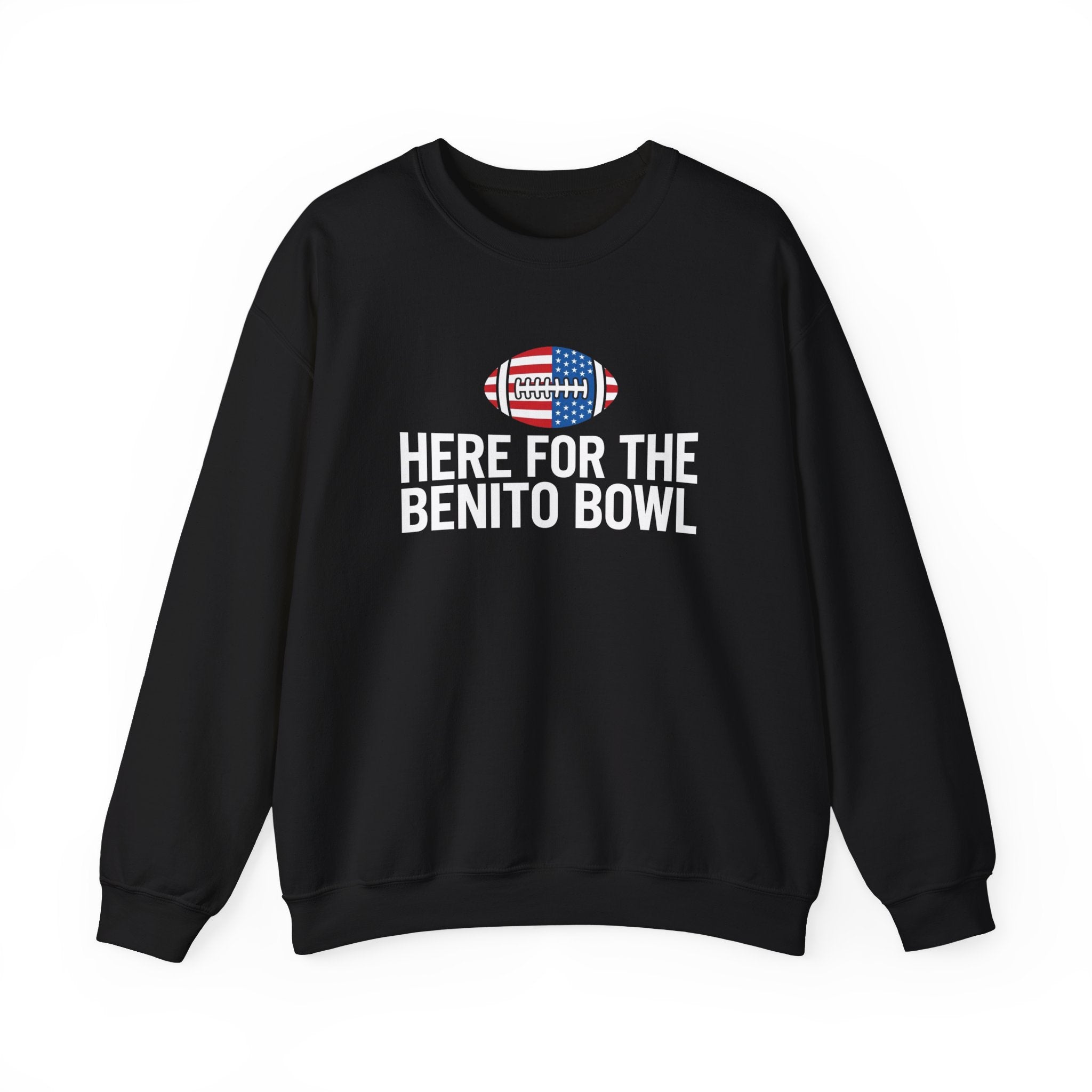 Here For The Benito Bowl crewneck sweatshirt | Football American flag logo