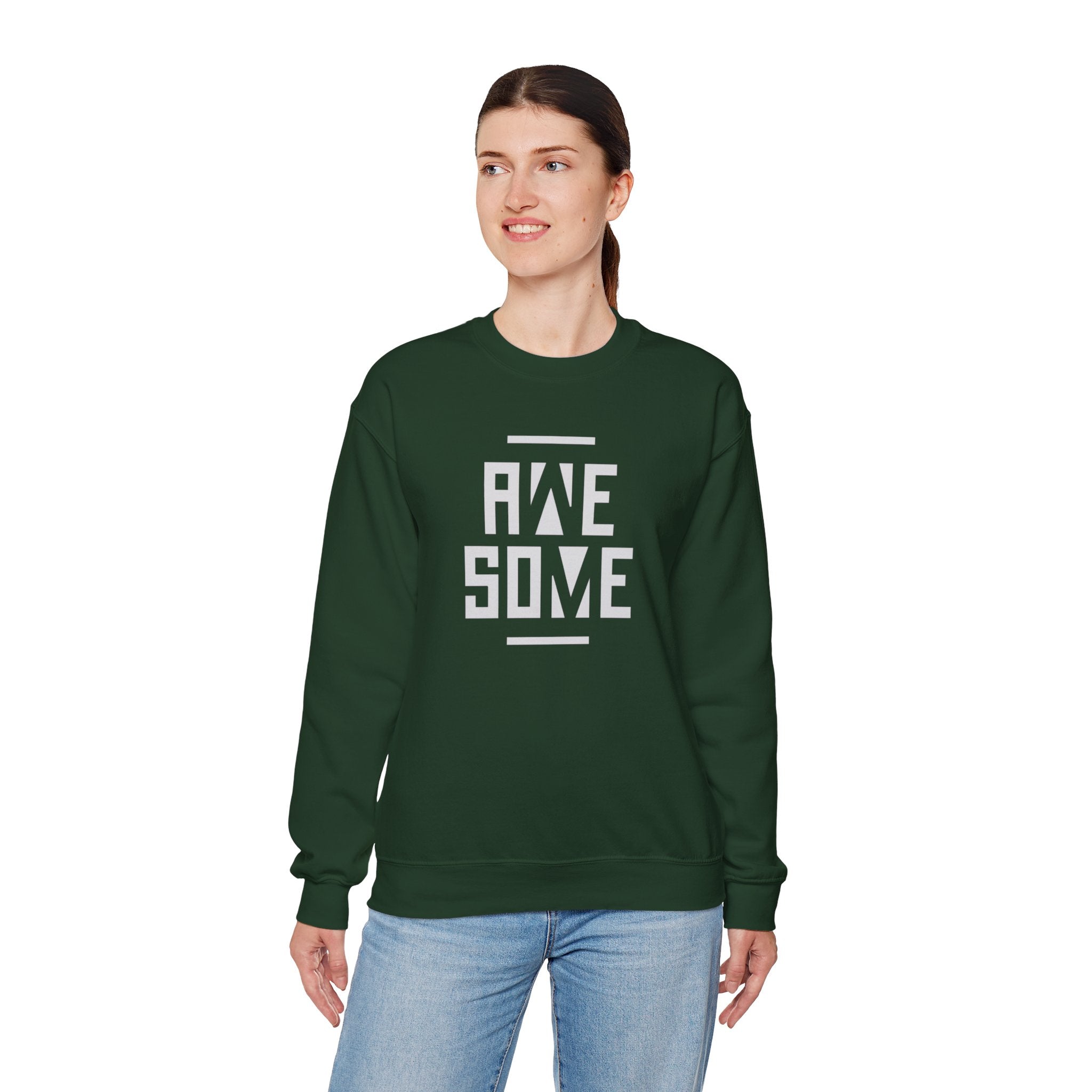 Awesome Block Letter Sweatshirt | Bold Typography Crewneck, Black