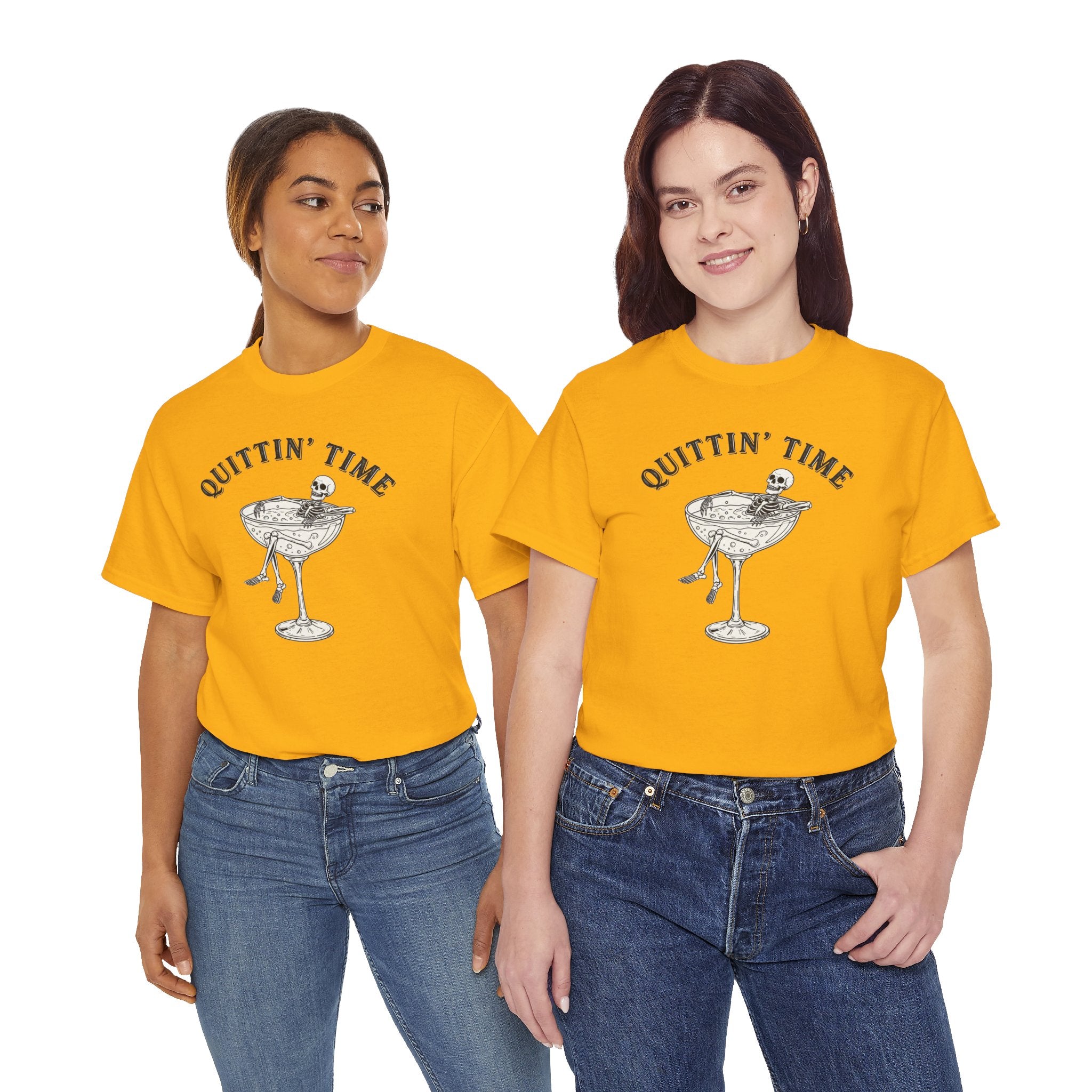 Quittin' Time Champagne Glass Illustration Tee | Retro Cocktail Shirt
