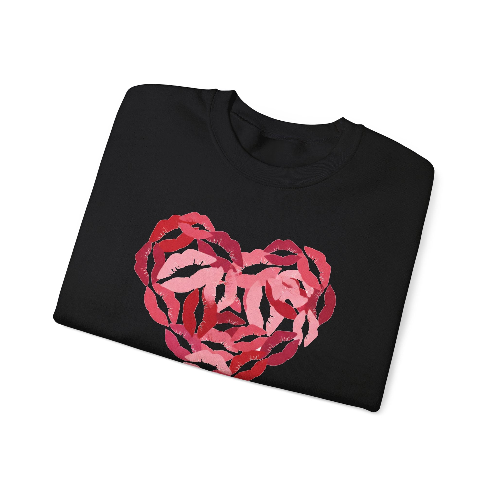Valentine's Day Kiss Mark Heart Sweatshirt | Lip Print Heart Graphic