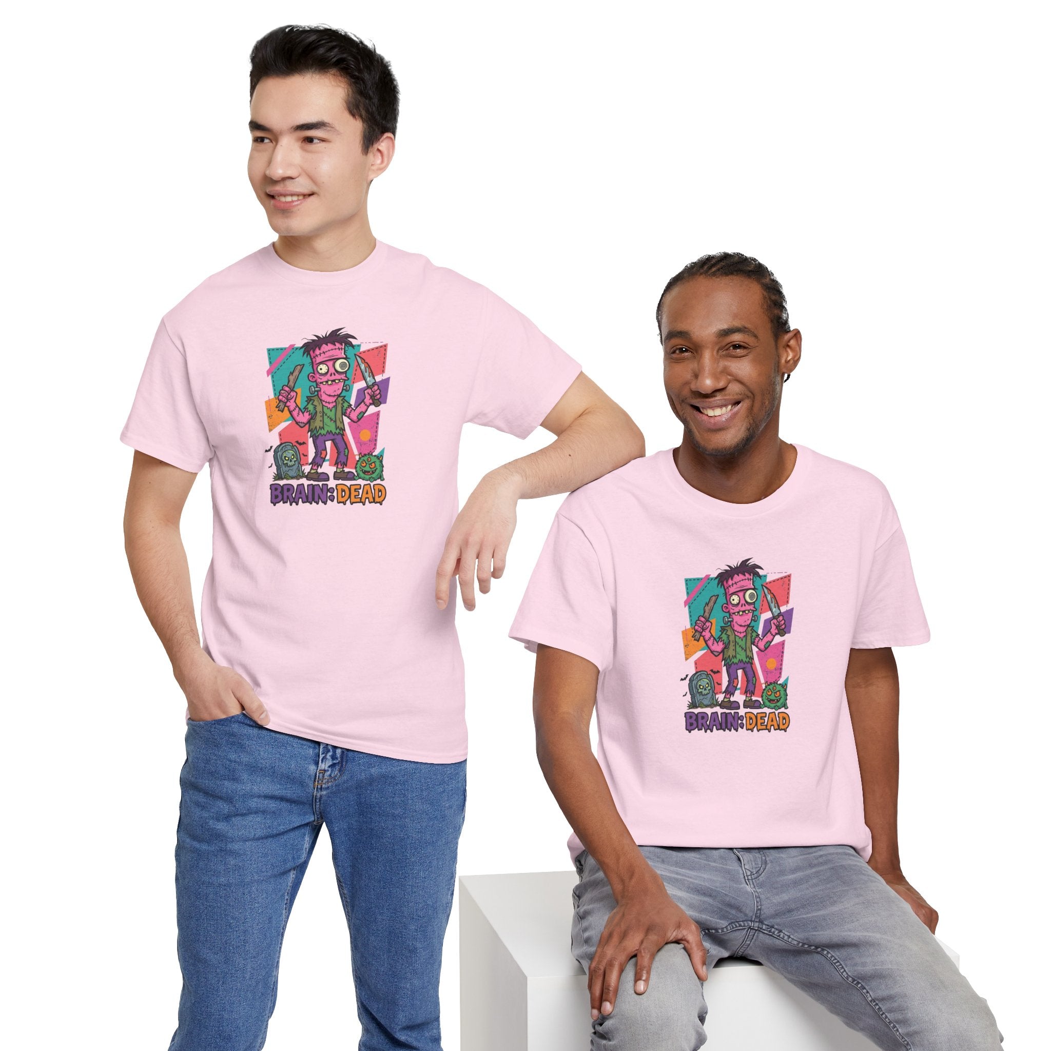 Cartoon Brain-Dead Zombie Tee | Colorful Retro Horror Graphic Shirt