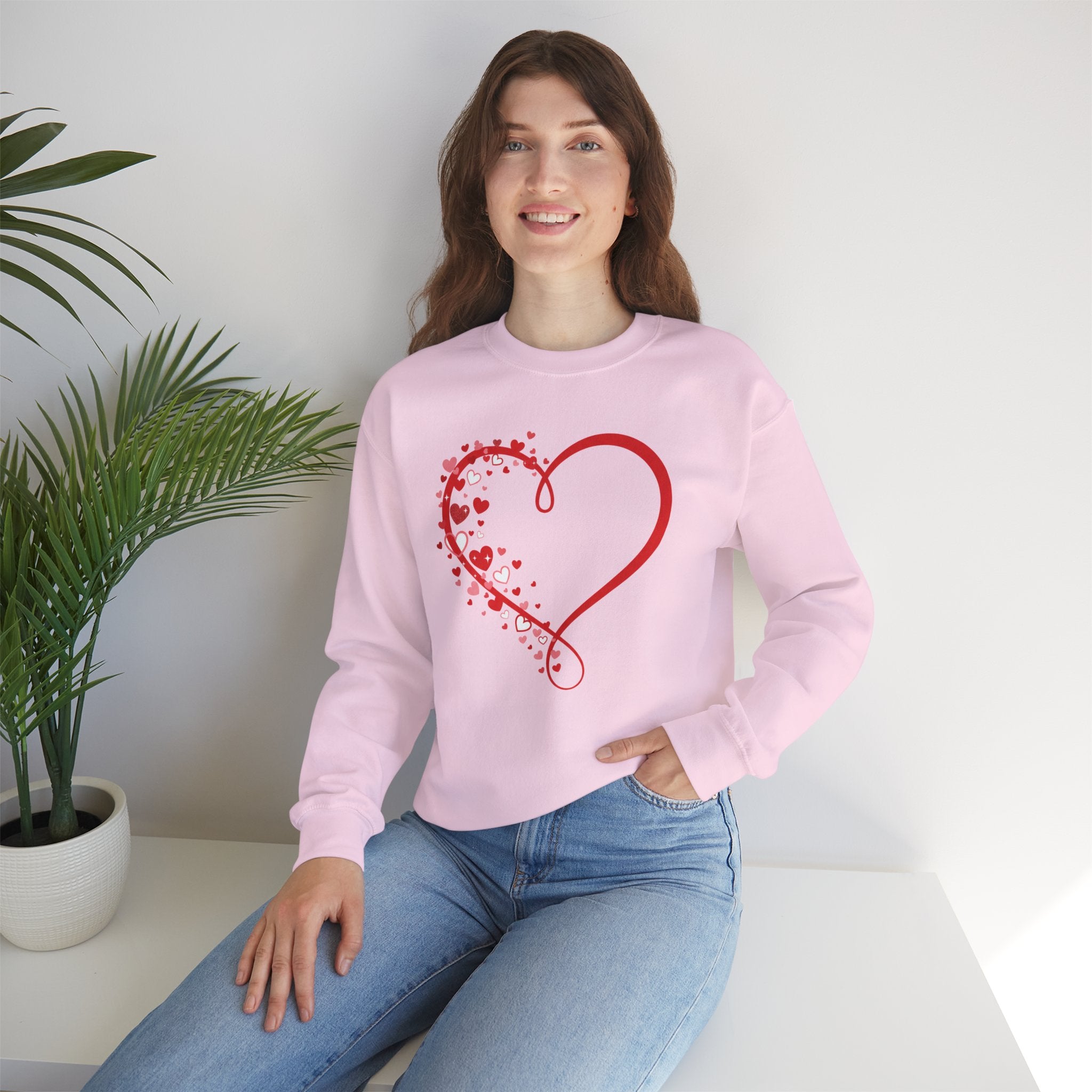 Valentine's Day Red Heart Swirl Sweatshirt | Valentine Heart Crewneck