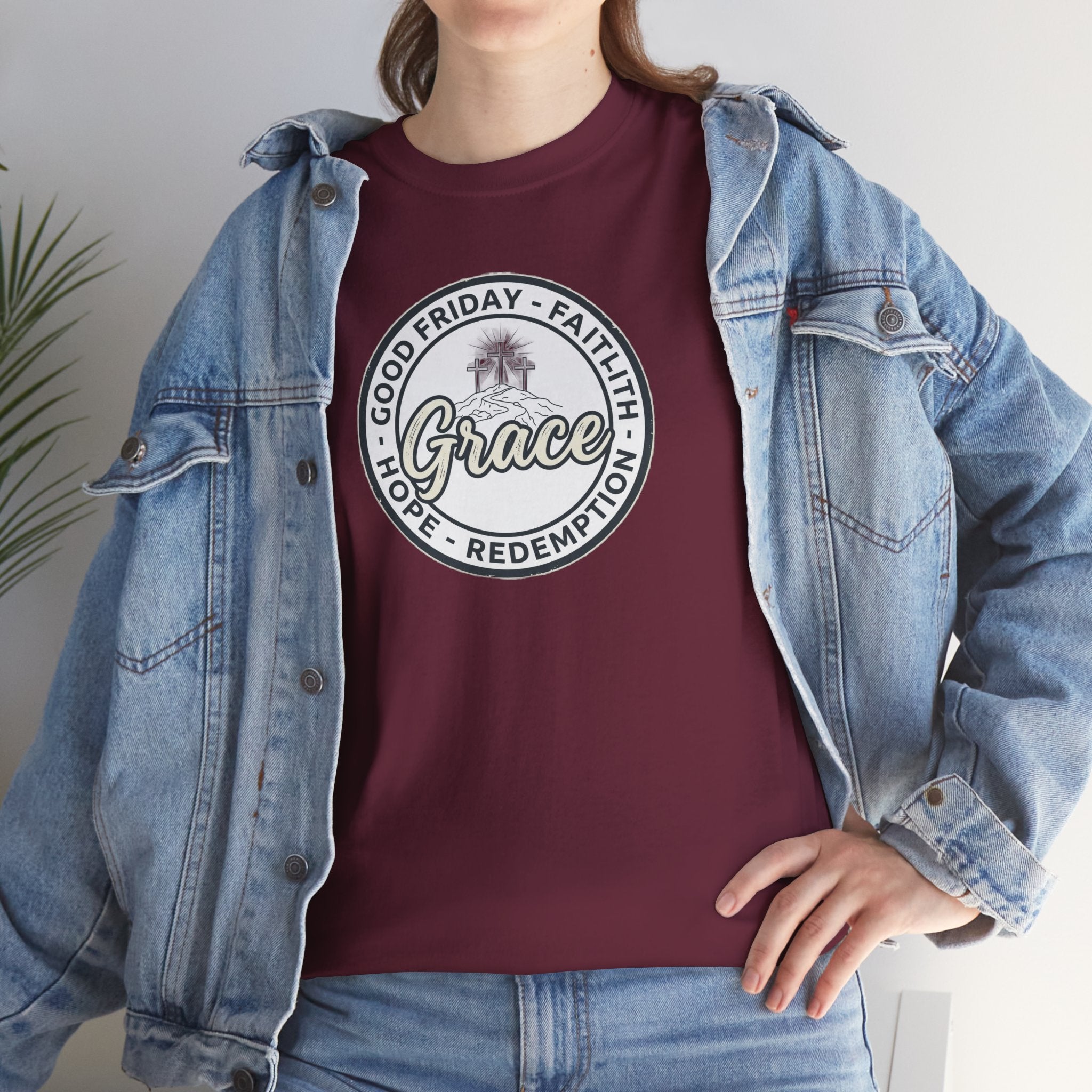 Grace emblem T-Shirt | Good Friday faith hope redemption circle logo
