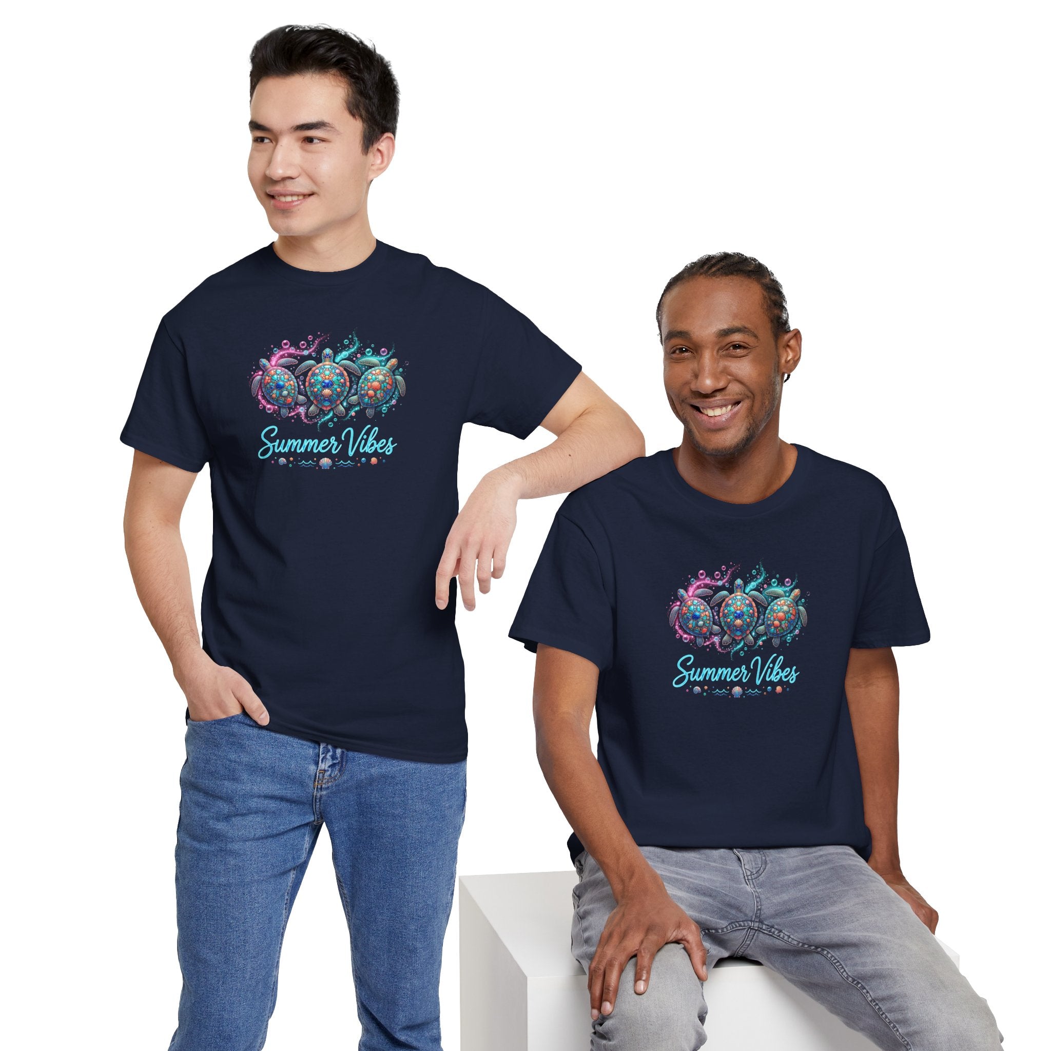 Summer Vibes Crab Tee | Coastal Beach Shells, Tropical Ocean Graphic