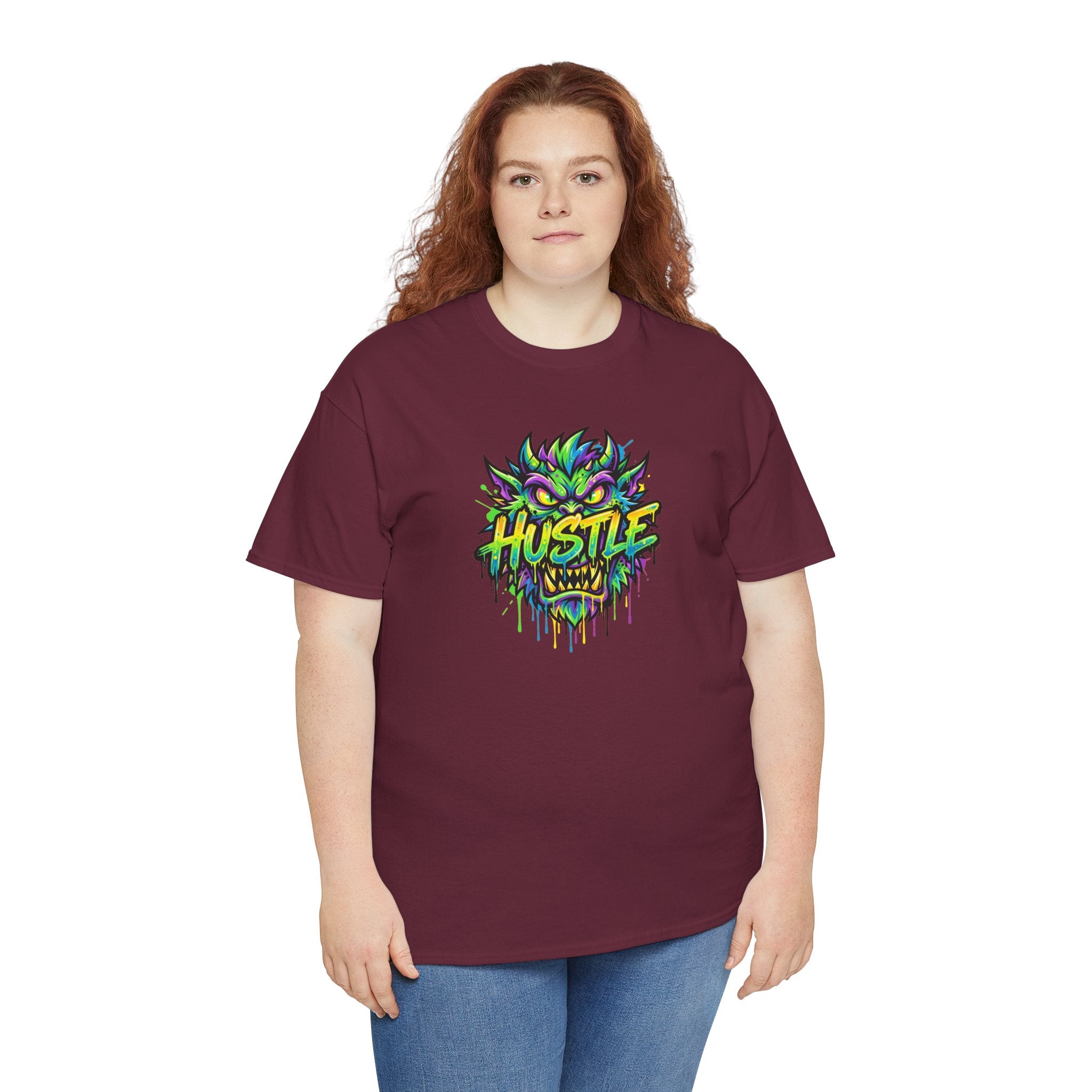 Neon Monster Face Hustle Tee | Graphic T-Shirt, Streetwear Drip