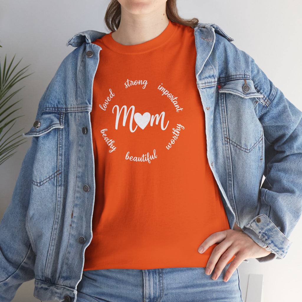 Mom Script Heart T-Shirt | Mom Circle Words Design