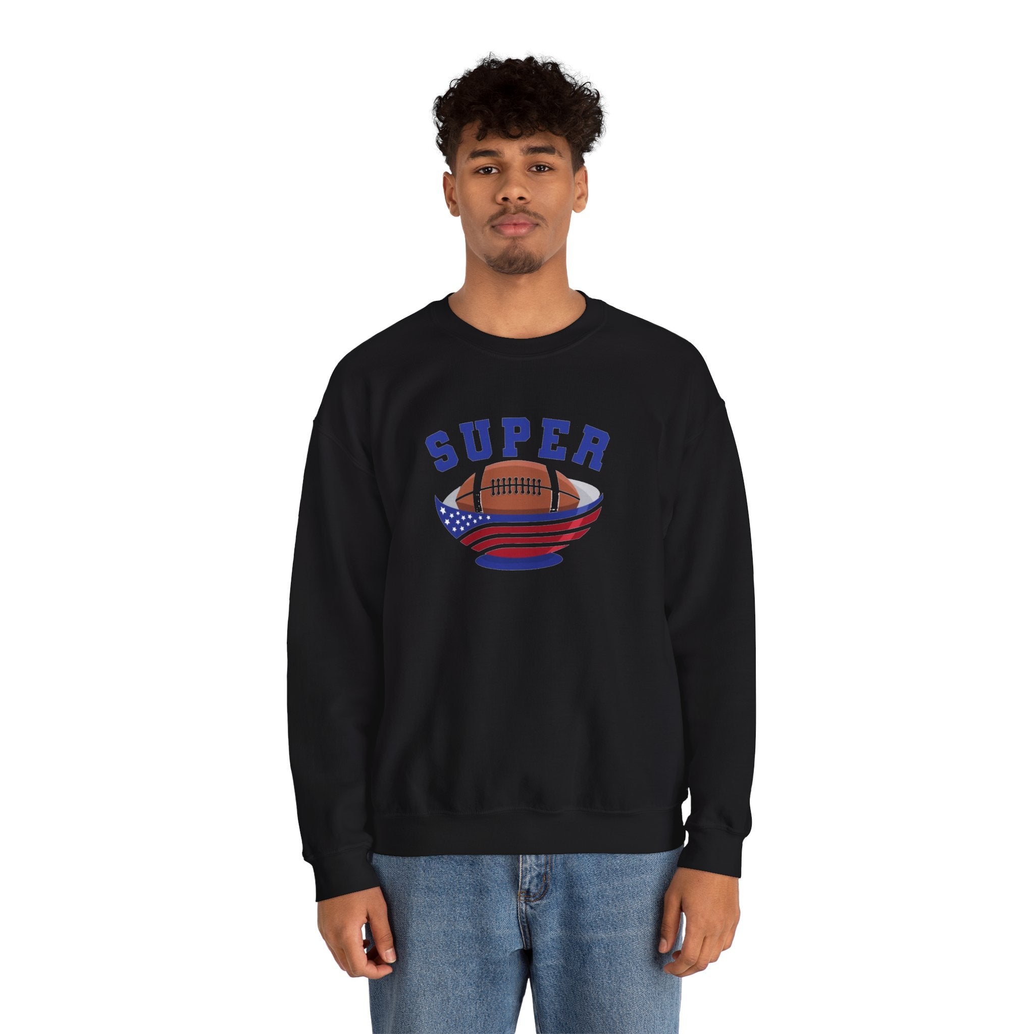 Super Football with American Flag Sweatshirt | Patriotic Sports Crewneck