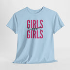 Girls Support Girls T-Shirt | Feminist Pride Tee, Pink Typography