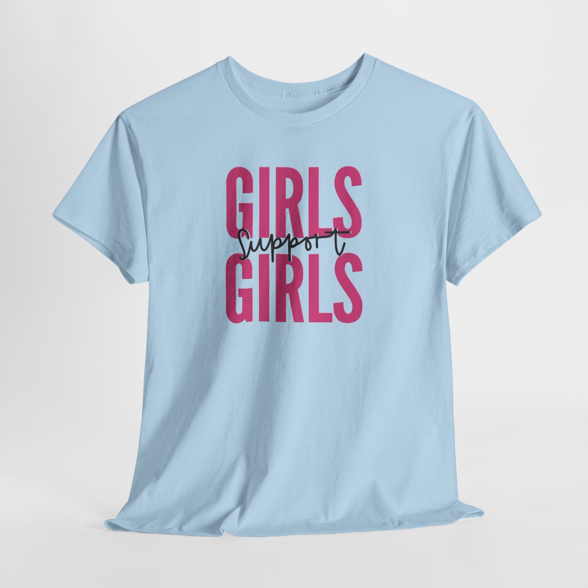 Girls Support Girls T-Shirt | Feminist Pride Tee, Pink Typography