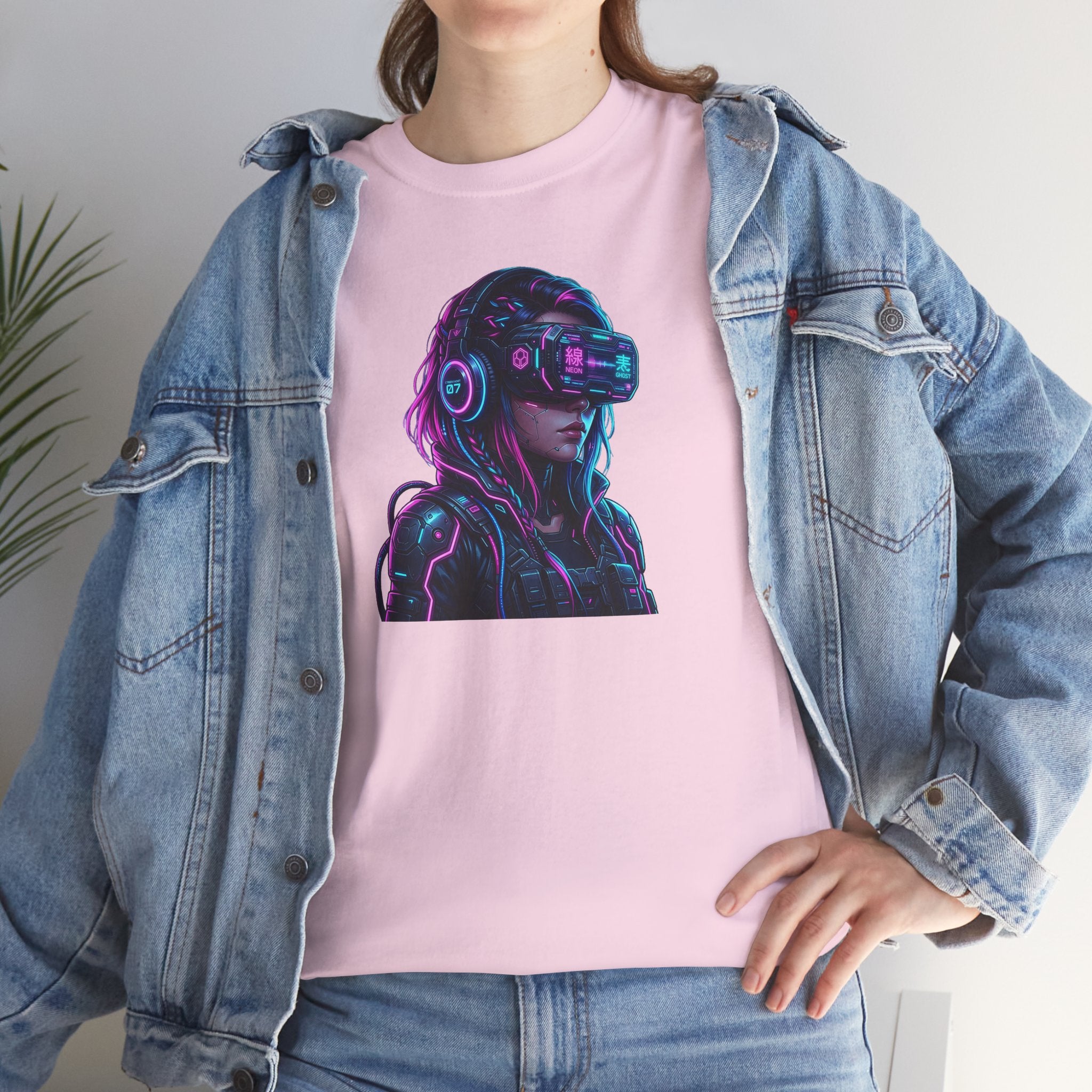 Neon Cyberpunk VR Girl T-Shirt | Futuristic Gamer Art, Vaporwave Aesthetic