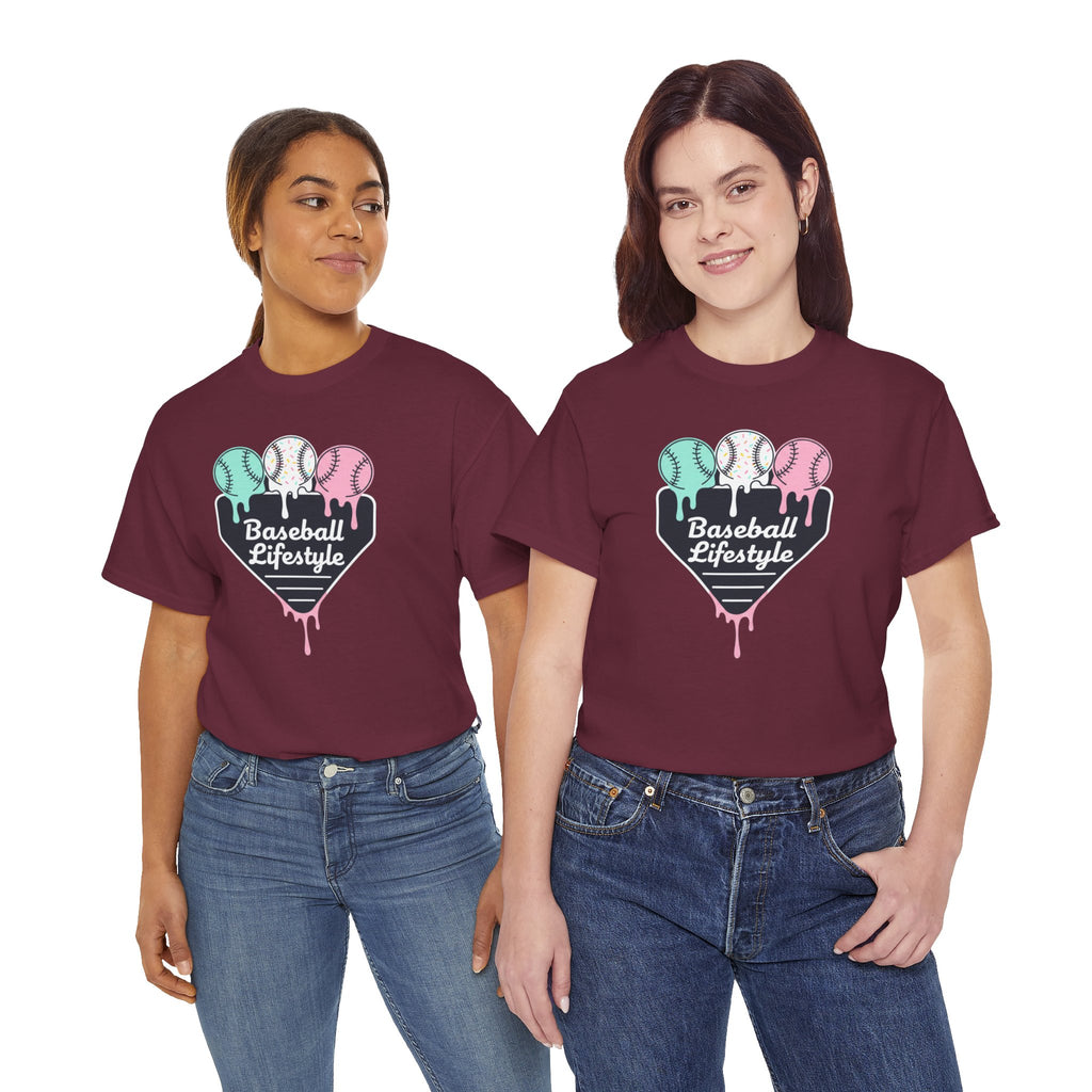 Baseball Lifestyle Tee | Dripping Home Plate with Pastel Baseballs