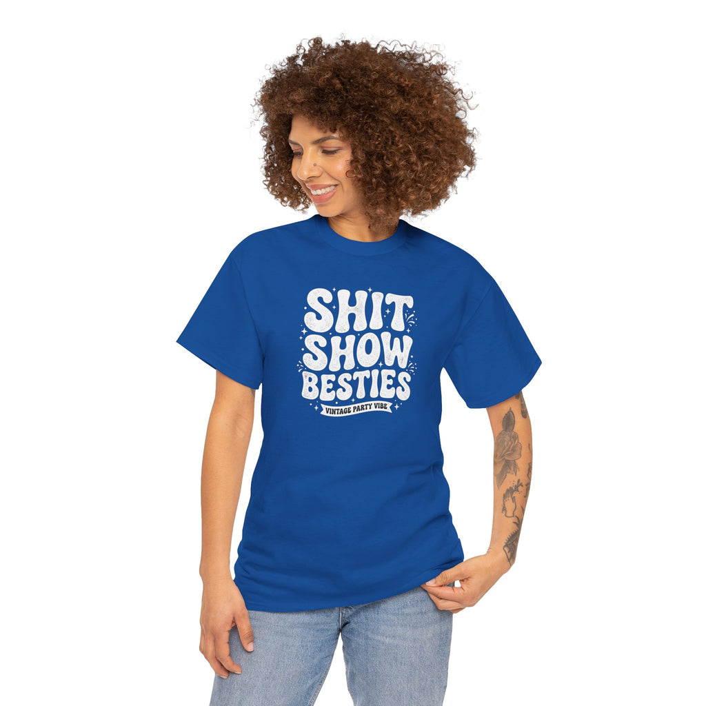 Shit Show Besties Tee | Funny Retro Bubble Letter Graphic Shirt