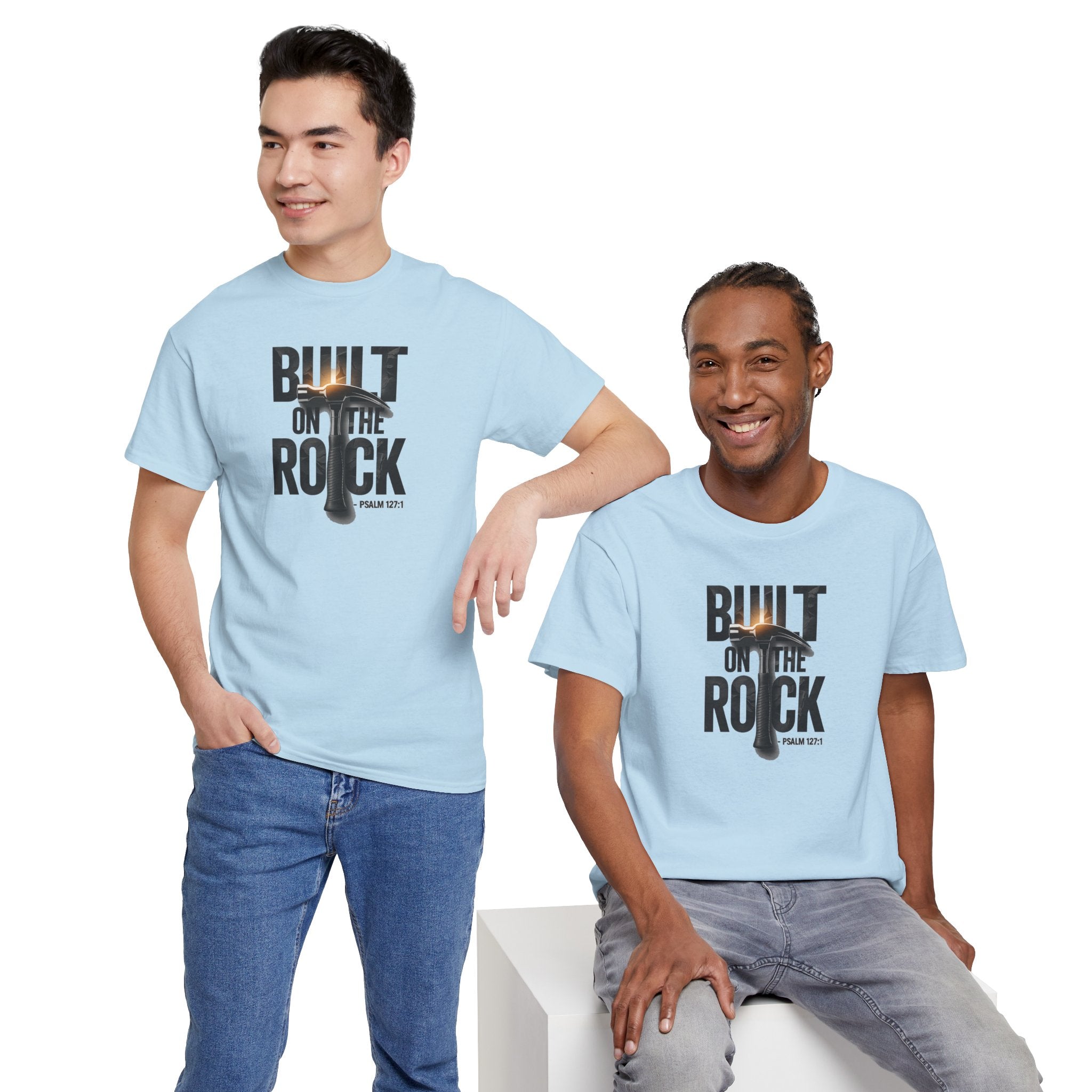 Built on the Rock cross graphic Tee | Christian faith shirt, Psalm 127:1