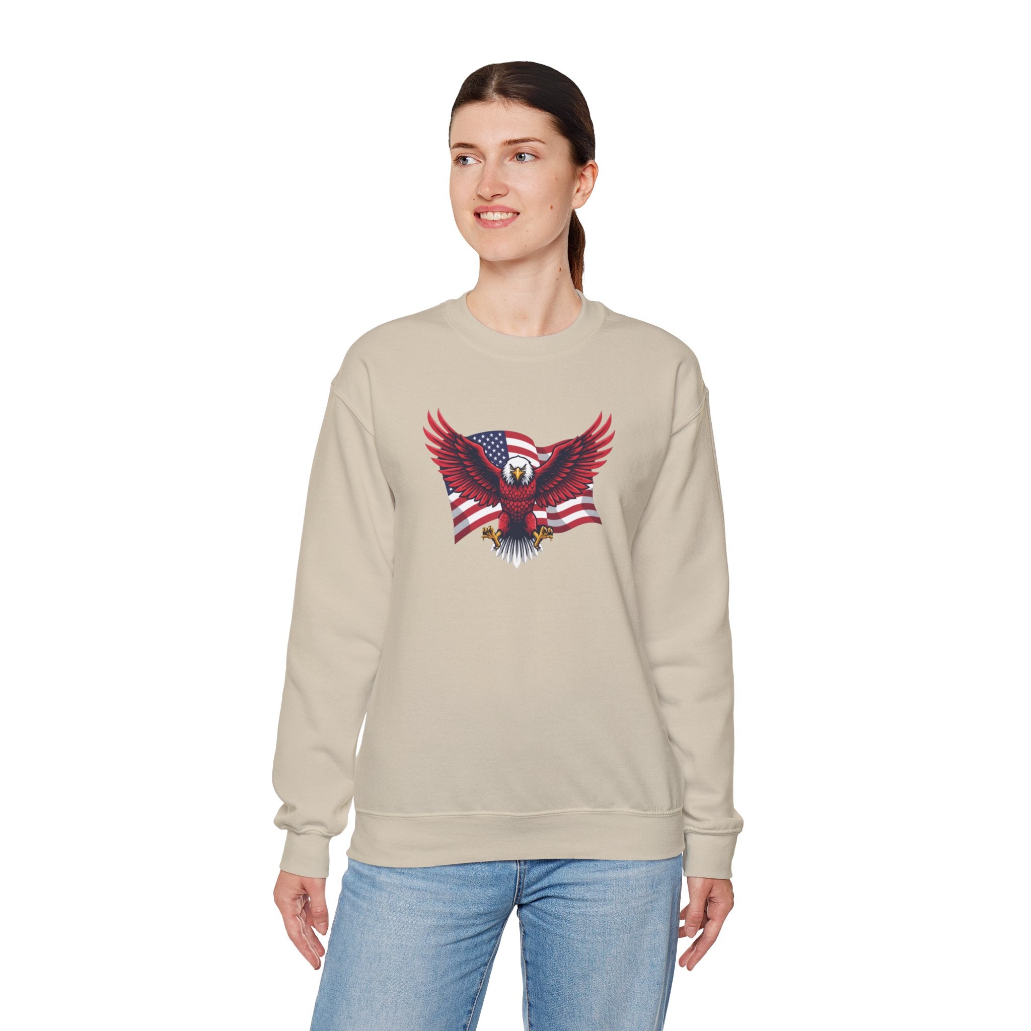 American Flag Bald Eagle Sweatshirt | Patriotic USA Eagle Crewneck