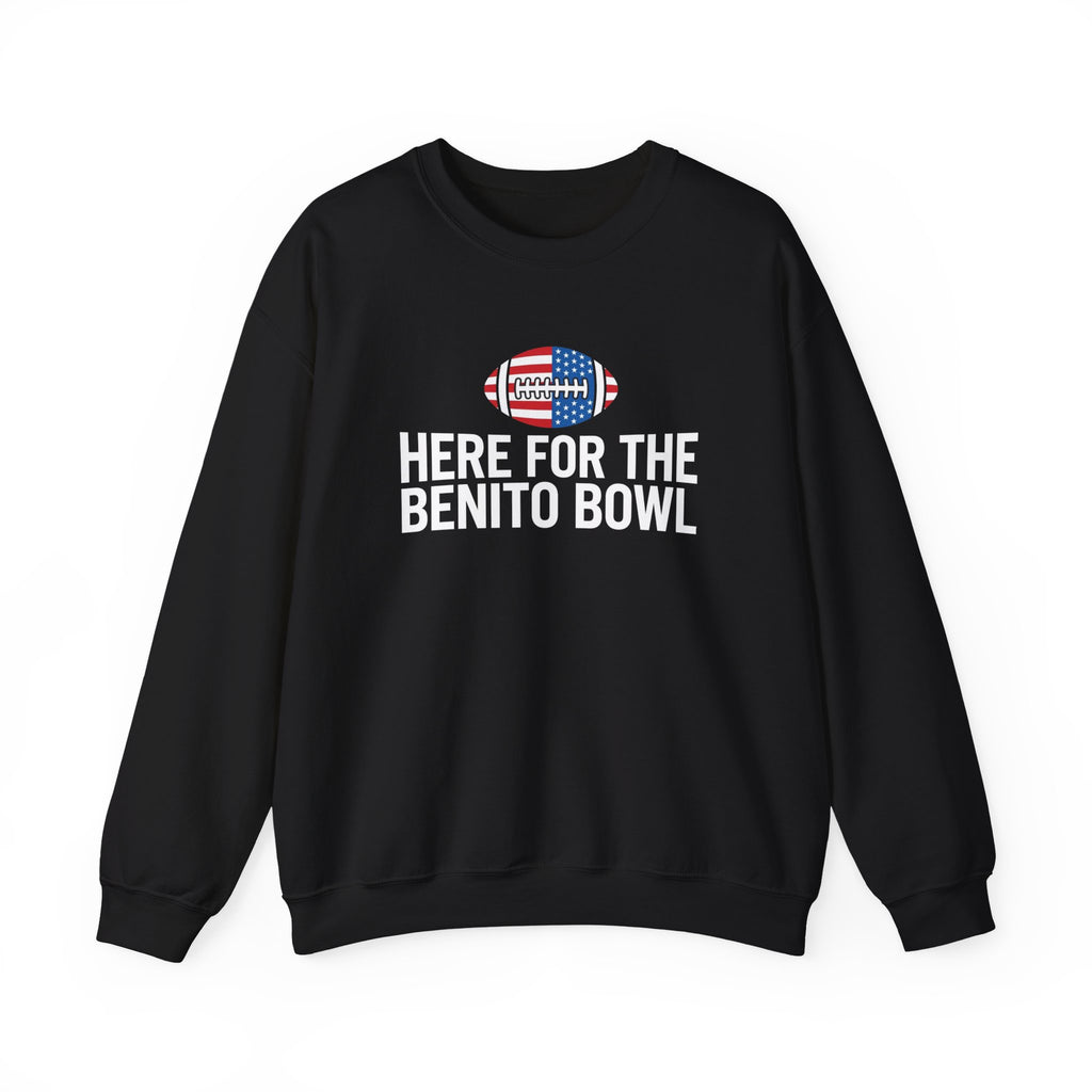 Here For The Benito Bowl crewneck sweatshirt | Football American flag logo