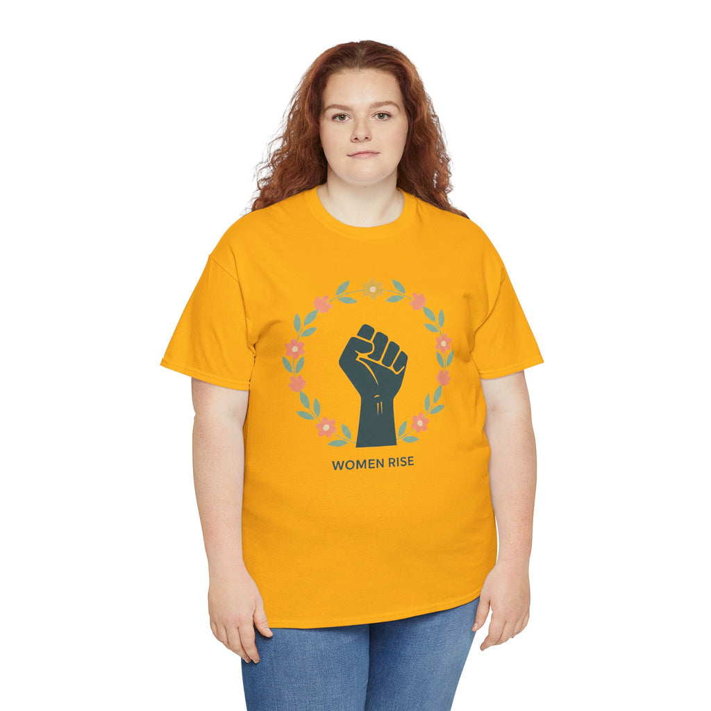 Women Rise Fist Tee | Feminist Power Floral Wreath T-Shirt