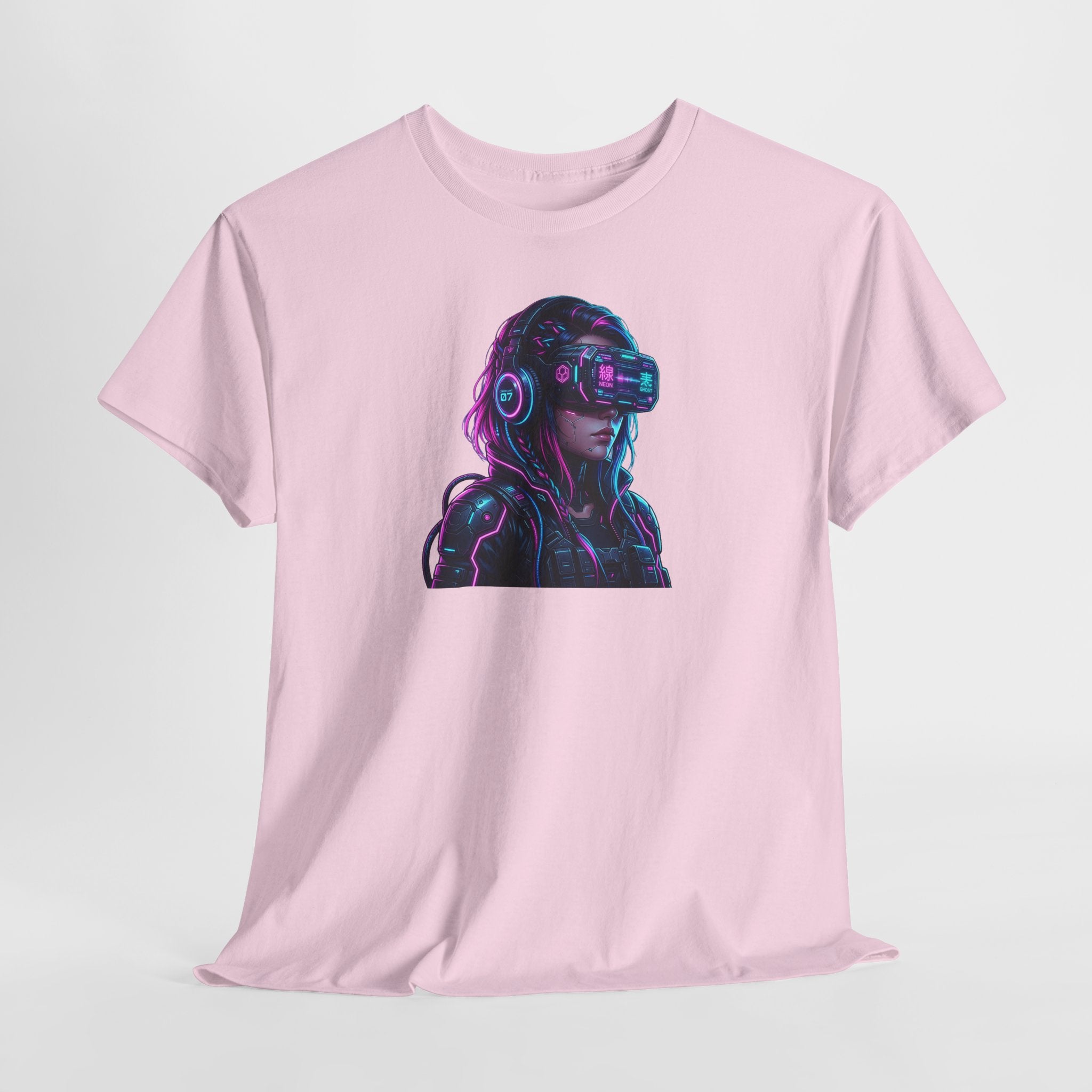 Neon Cyberpunk VR Girl T-Shirt | Futuristic Gamer Art, Vaporwave Aesthetic