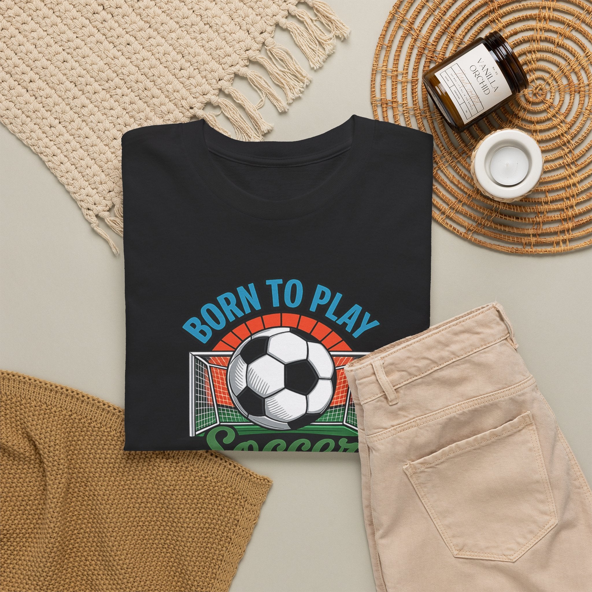 Born to Play Soccer T-Shirt | Soccer Ball Goal Graphic Tee