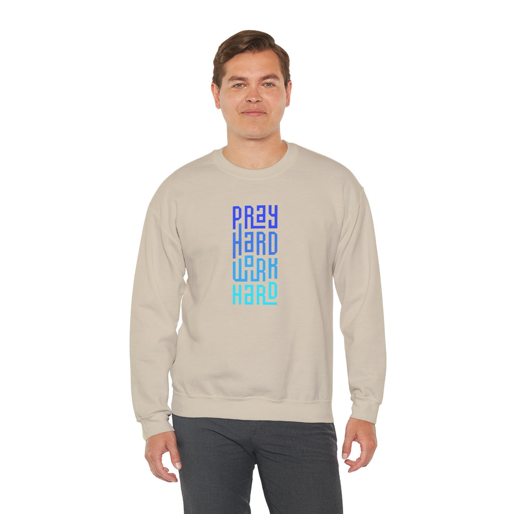 Pray Hard Work Hard Sweatshirt | Inspirational Vertical Typography