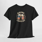 Happy Labor Day Beer Mugs T-Shirt | American Flag Cheers Tee