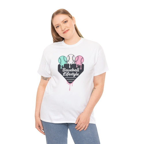 Baseball Lifestyle Tee | Dripping Home Plate with Pastel Baseballs