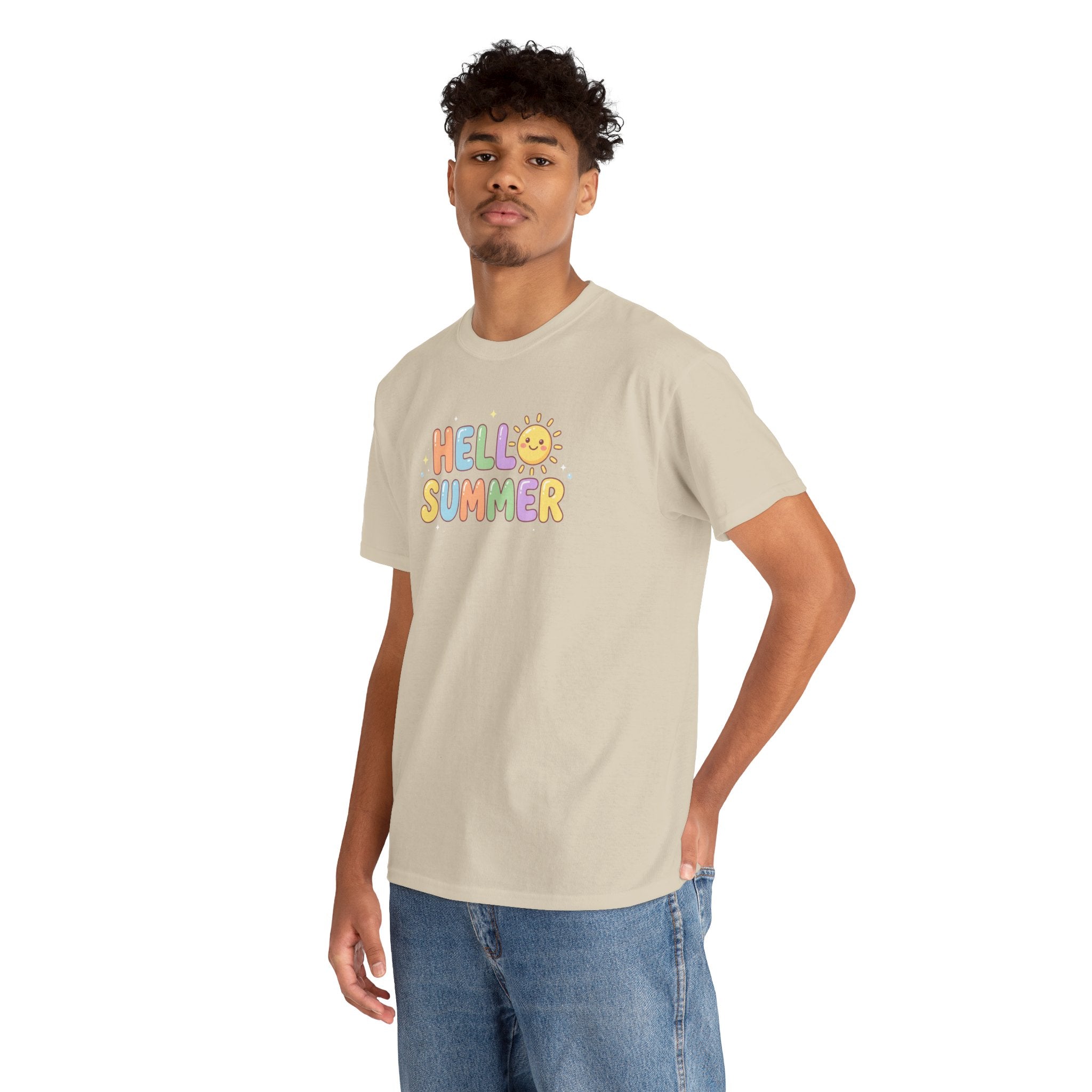 Hello Summer sun graphic Tee | pastel retro bubble letters
