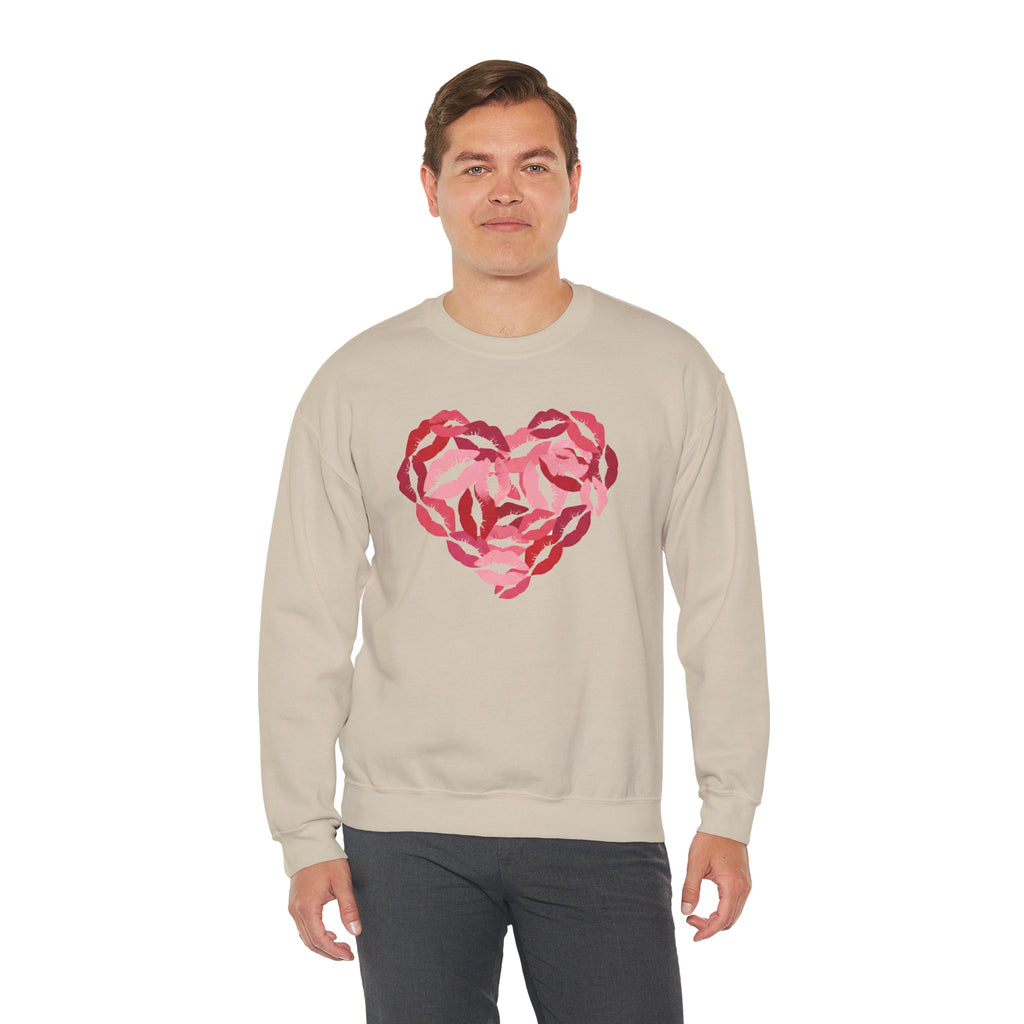 Valentine's Day Kiss Mark Heart Sweatshirt | Lip Print Heart Graphic