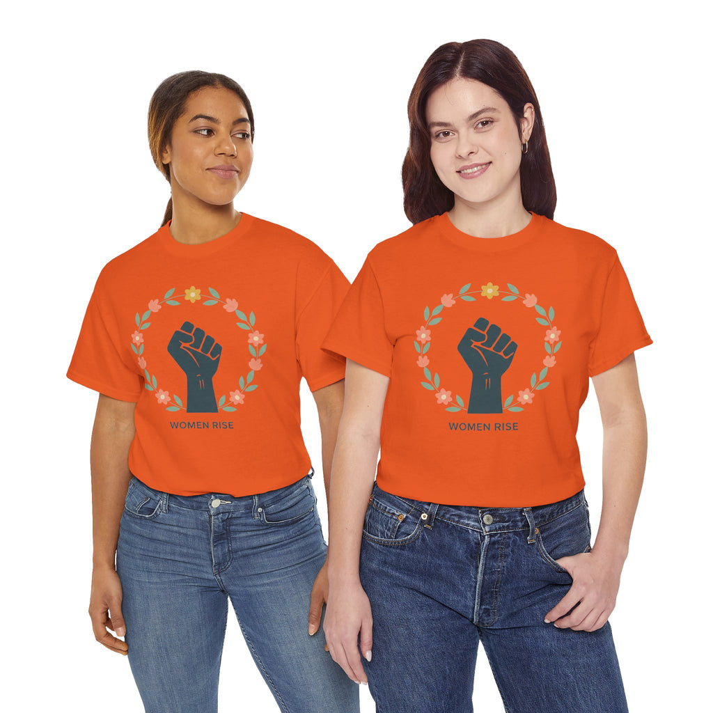 Women Rise Fist Tee | Feminist Power Floral Wreath T-Shirt