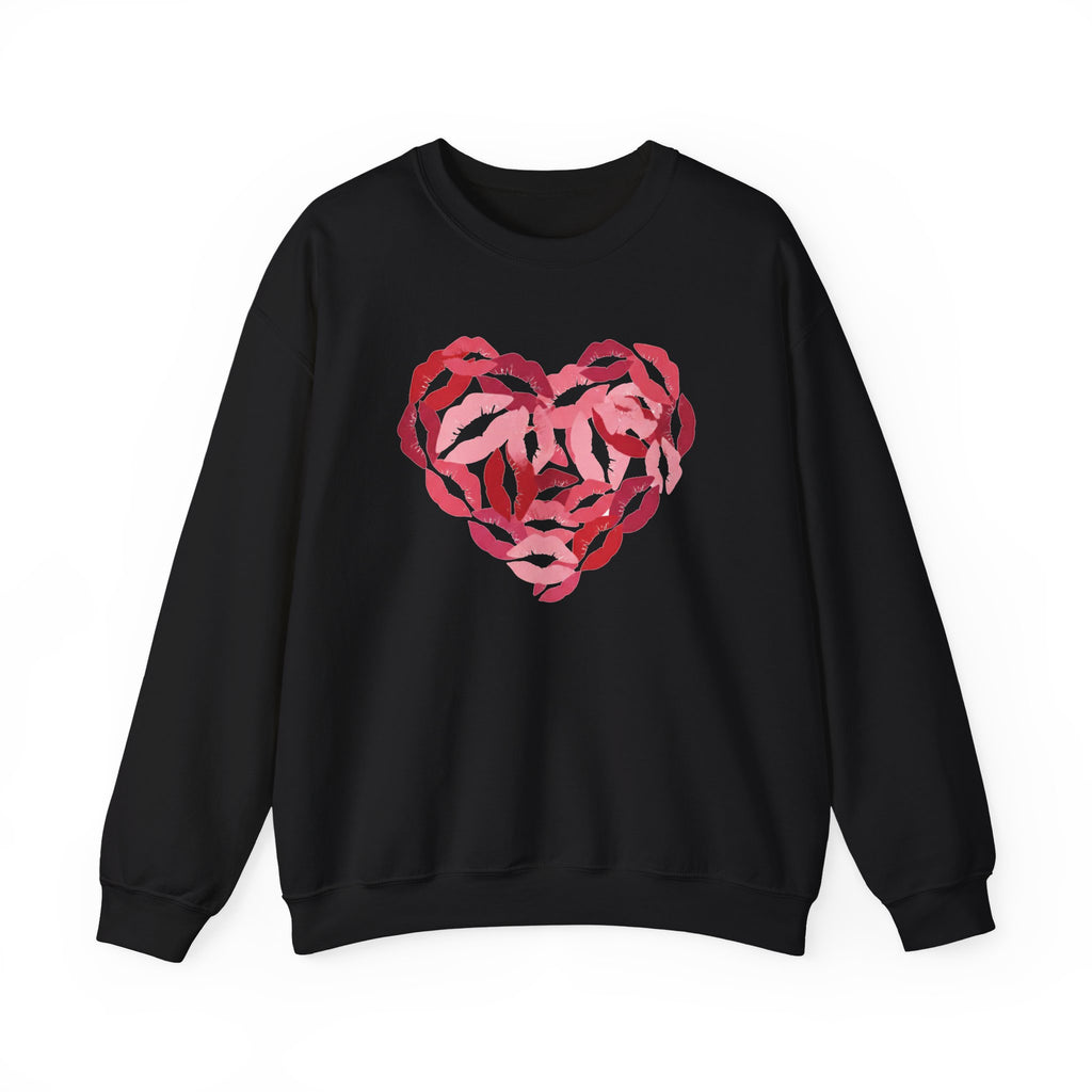 Valentine's Day Kiss Mark Heart Sweatshirt | Lip Print Heart Graphic