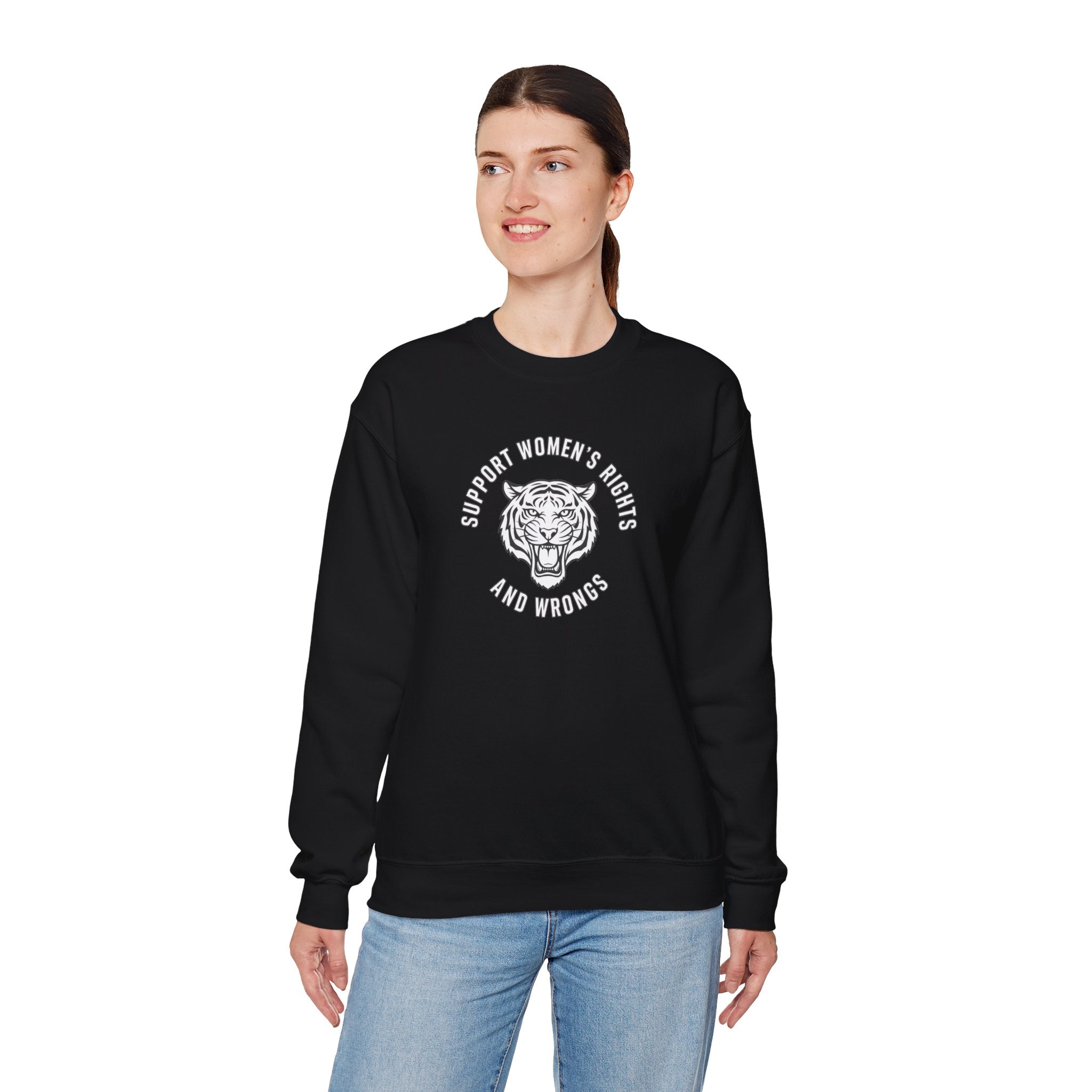 Feminist Tiger Sweatshirt - Support Women's Rights and Wrongs Crewneck