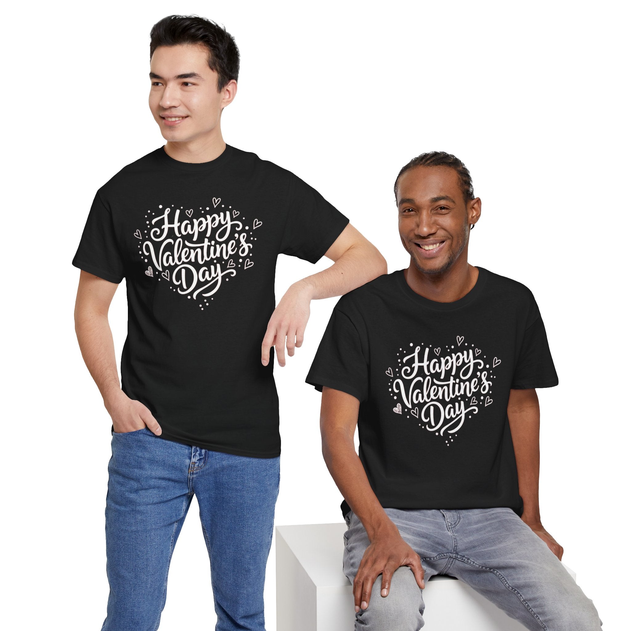 Happy Valentine's Day T-Shirt | Heart Script Design, Valentine's Apparel