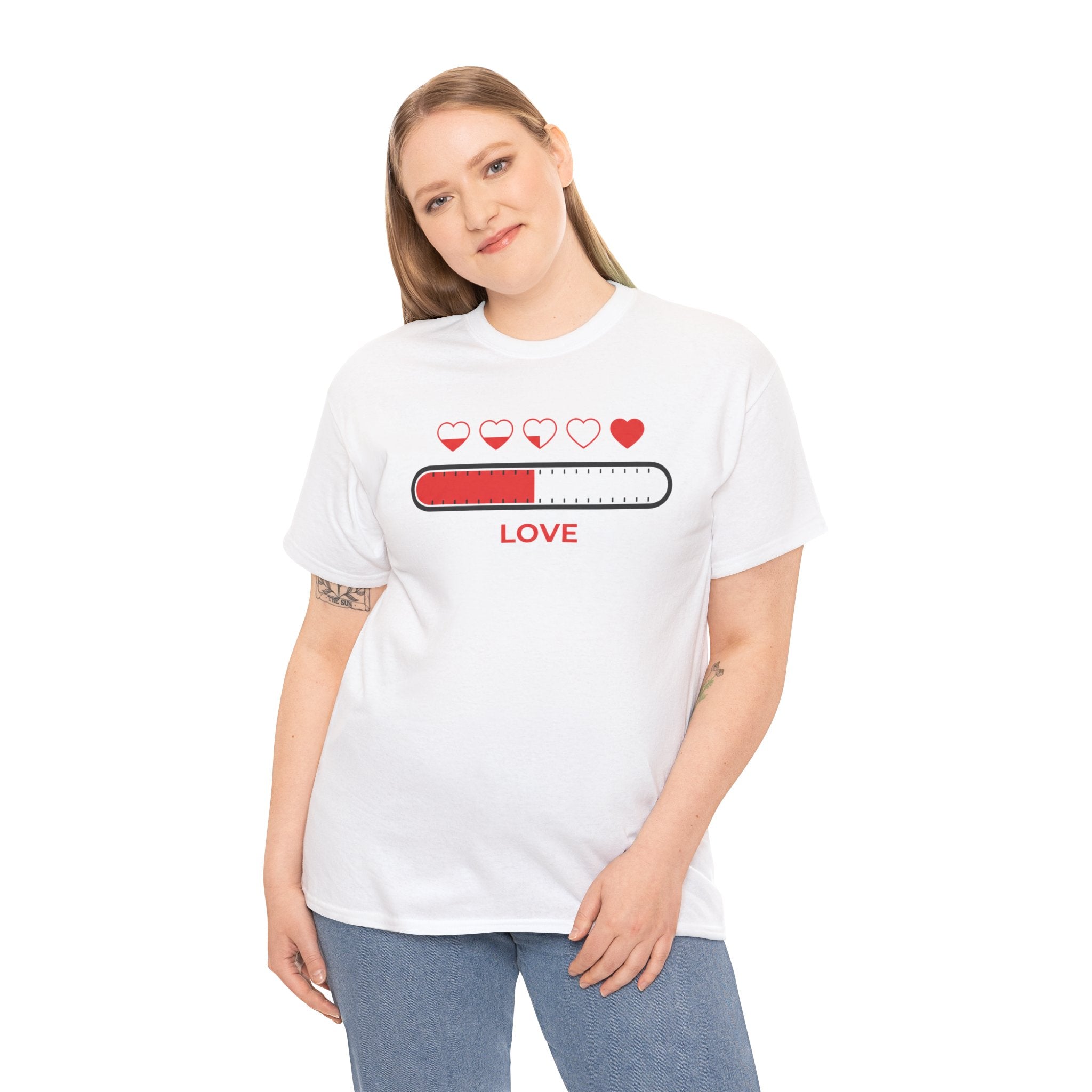 Valentine's Day Love Meter Heart Graphic T-Shirt