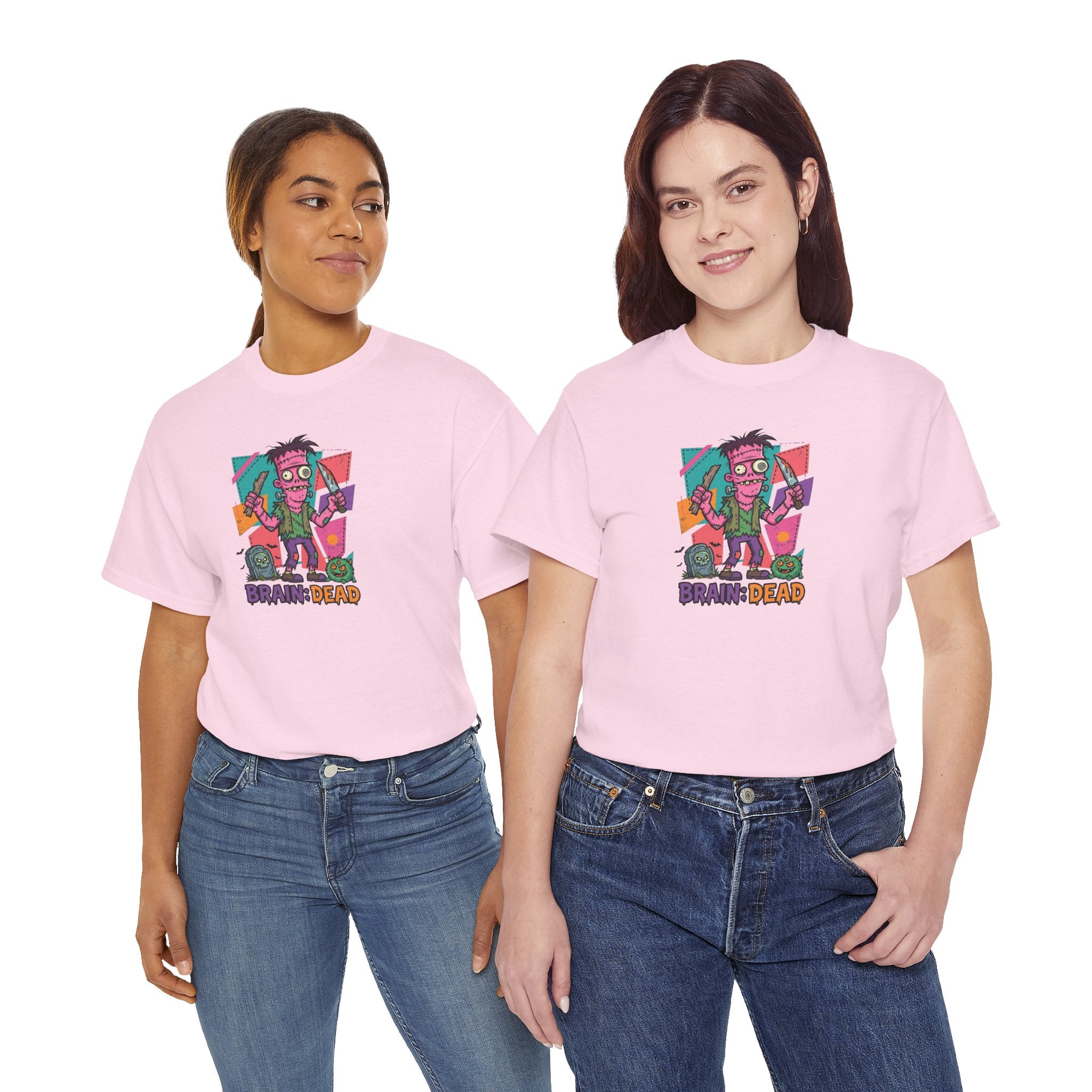 Cartoon Brain-Dead Zombie Tee | Colorful Retro Horror Graphic Shirt
