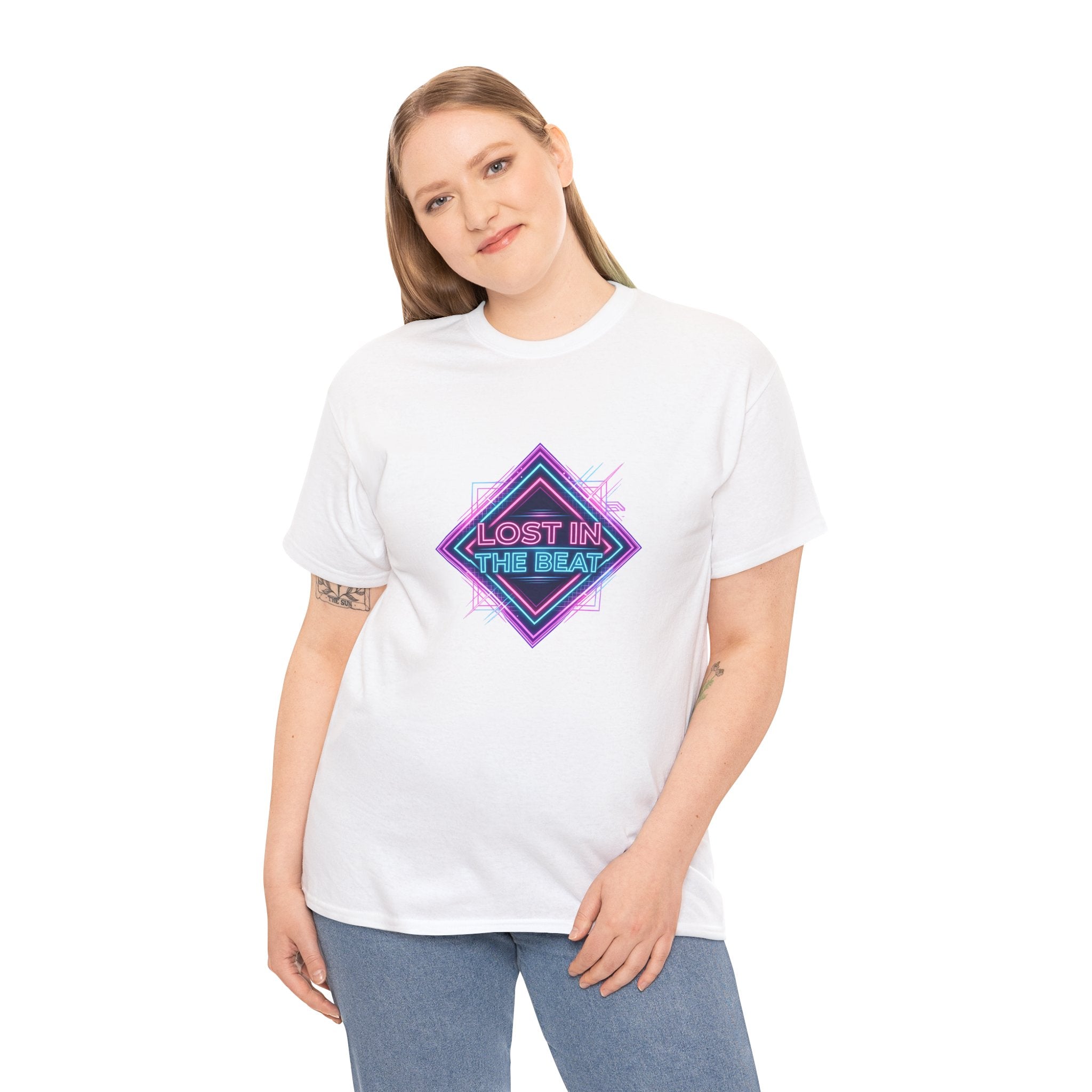 Lost in the Beat Tee | Retro Neon Diamond Music Graphic