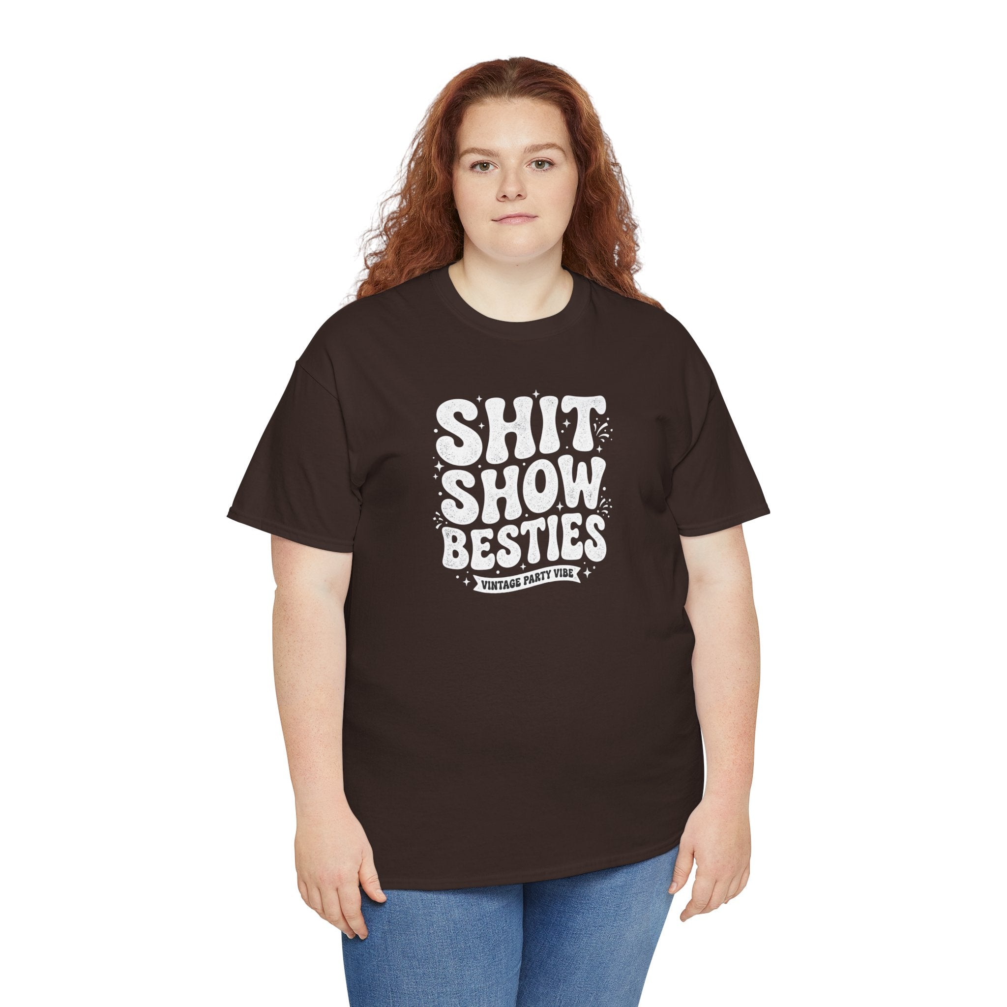 Shit Show Besties Tee | Funny Retro Bubble Letter Graphic Shirt