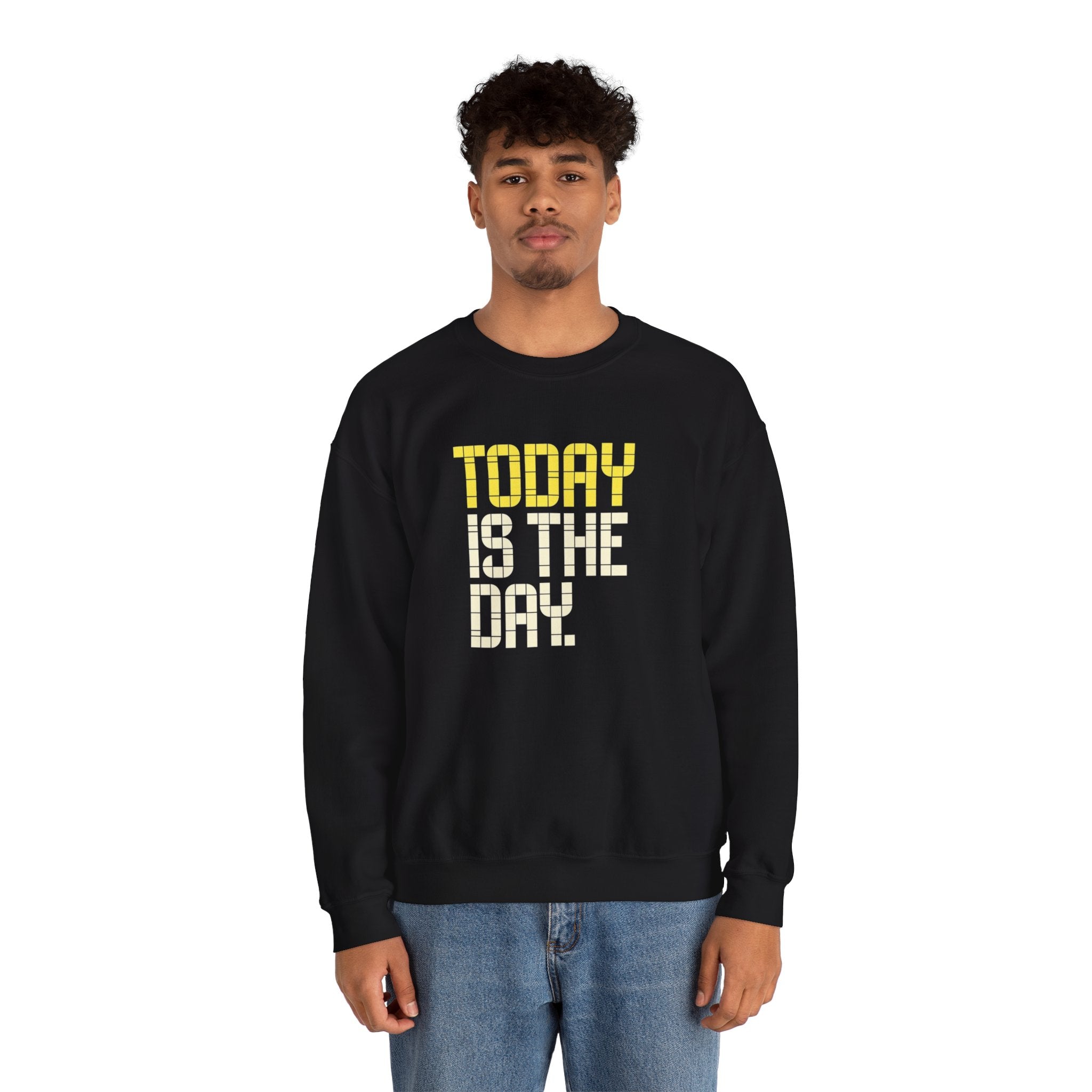 Today Is The Day Crewneck Sweatshirt | Motivational Retro Tile Text