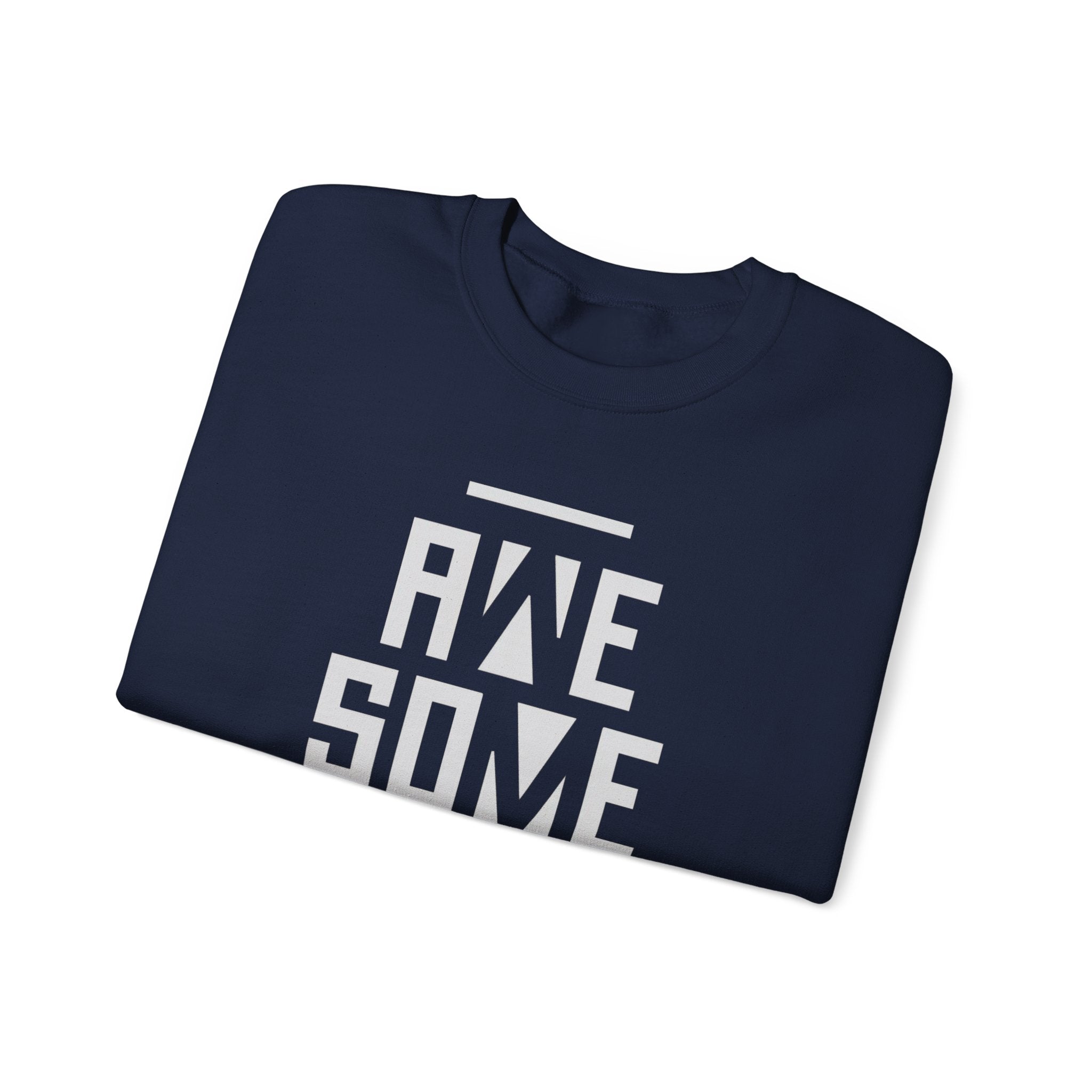 Awesome Block Letter Sweatshirt | Bold Typography Crewneck, Black
