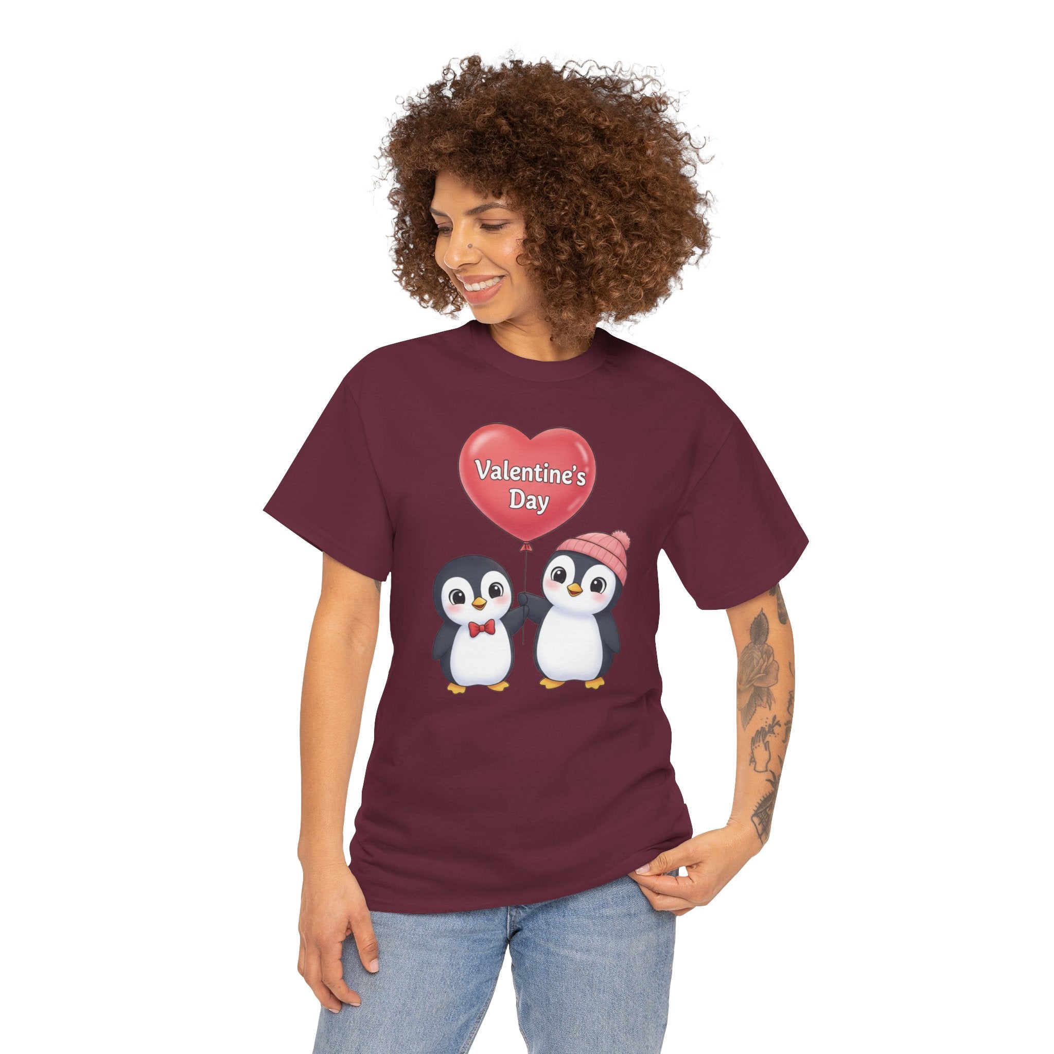 Cute Penguin Couple Valentine's Day T-Shirt | Heart Balloon