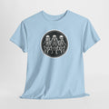 Three Sitting Skeletons Tee | Skull Circle Illustration, Halloween Shirt