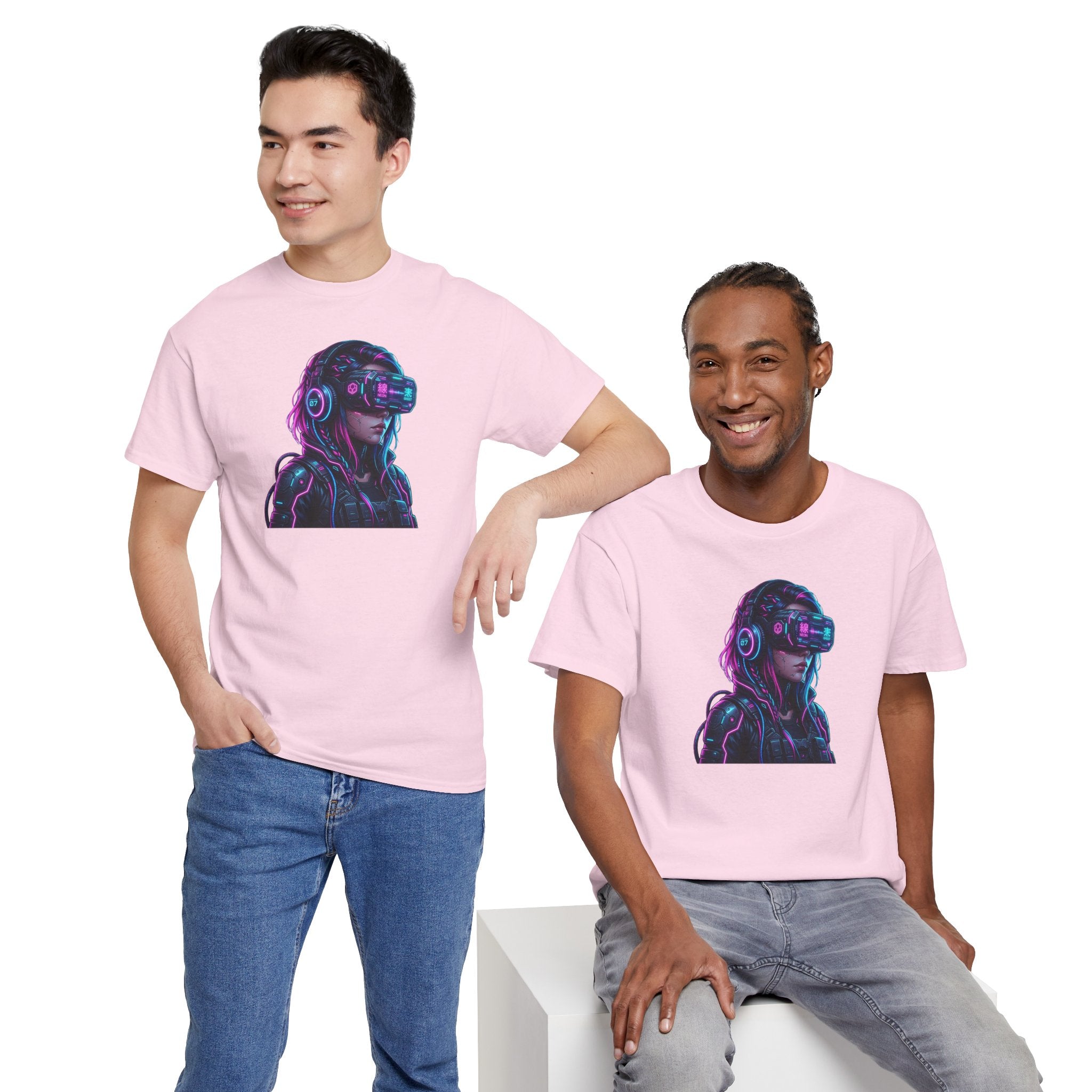 Neon Cyberpunk VR Girl T-Shirt | Futuristic Gamer Art, Vaporwave Aesthetic