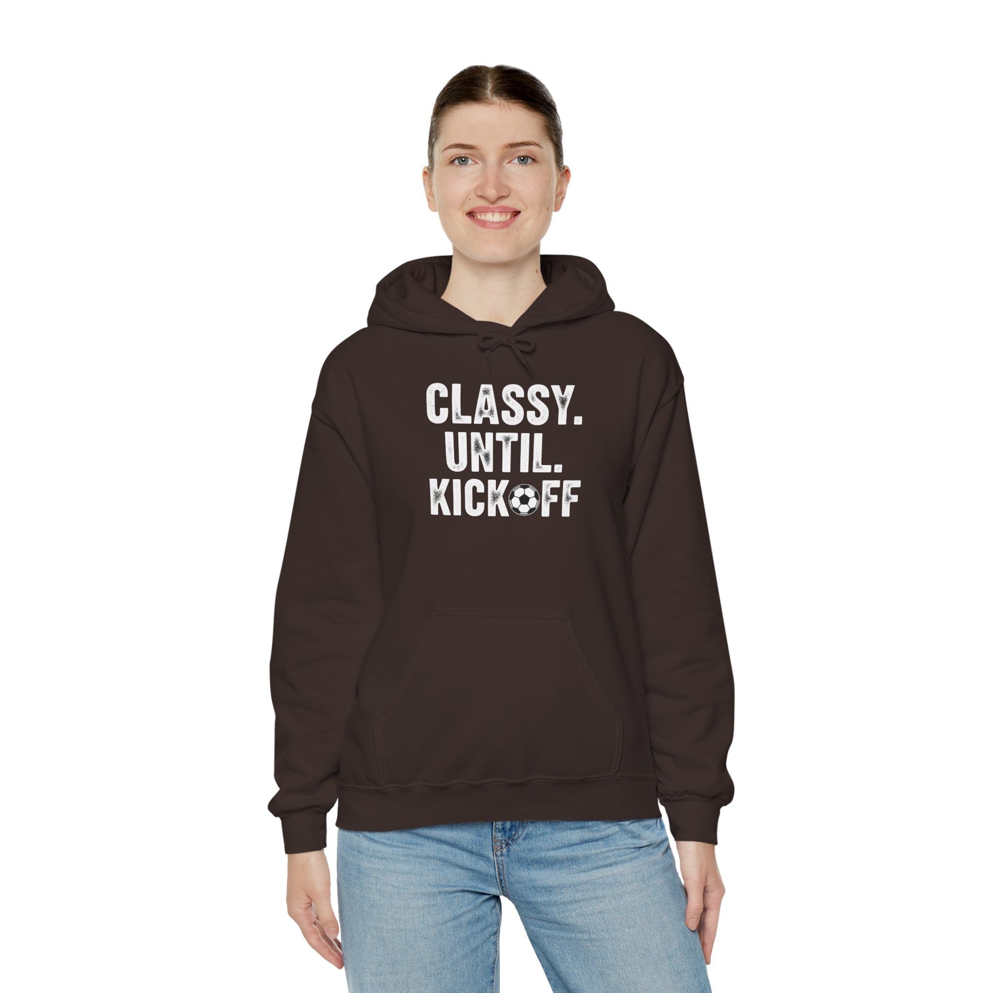 Classy Until Kickoff Hoodie | Football Mom Dad Tailgate Sweatshirt