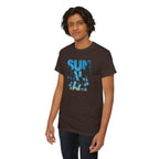 Sun Salt Sand T-Shirt | Beach Typography Tee, Ocean Photo Fill