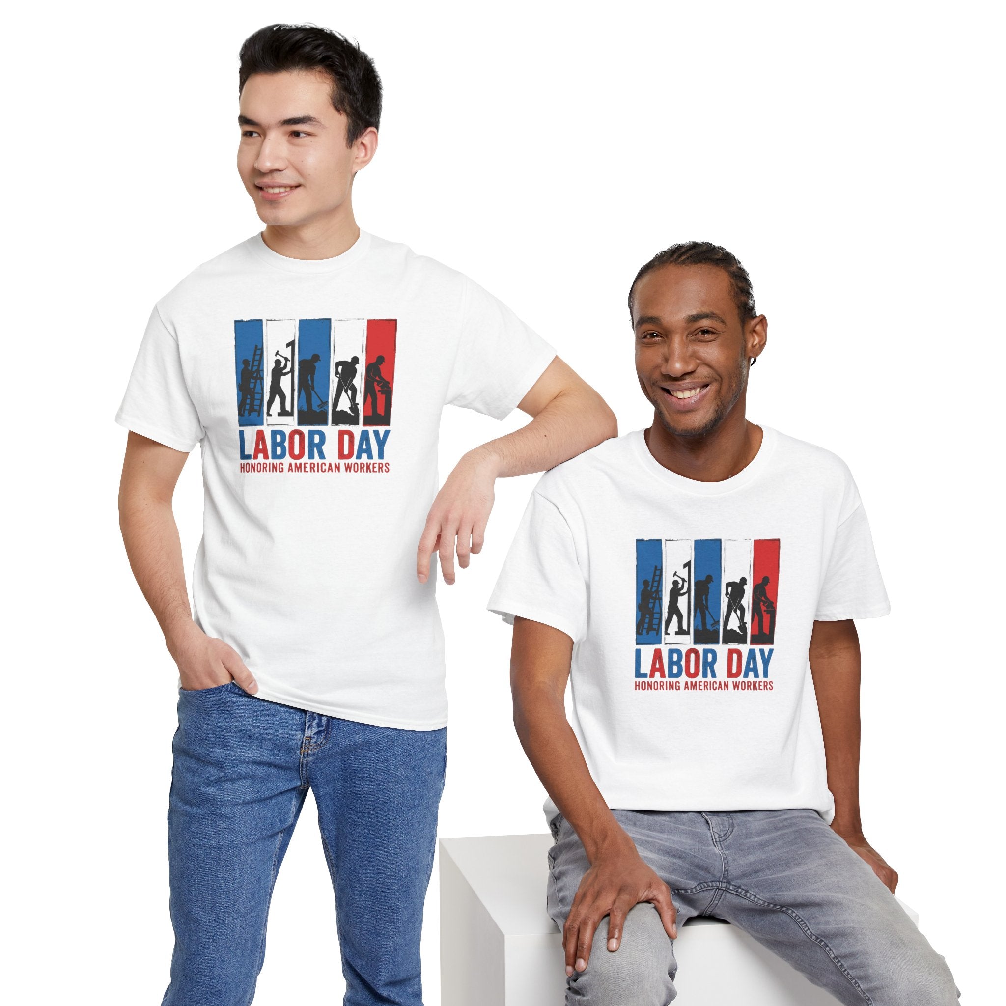Labor Day American Workers T-Shirt | Patriotic Red White Blue