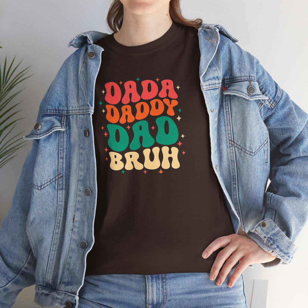 Dada Daddy Dad Bruh T-Shirt | Father's Day Retro Bubble Text Dad Shirt