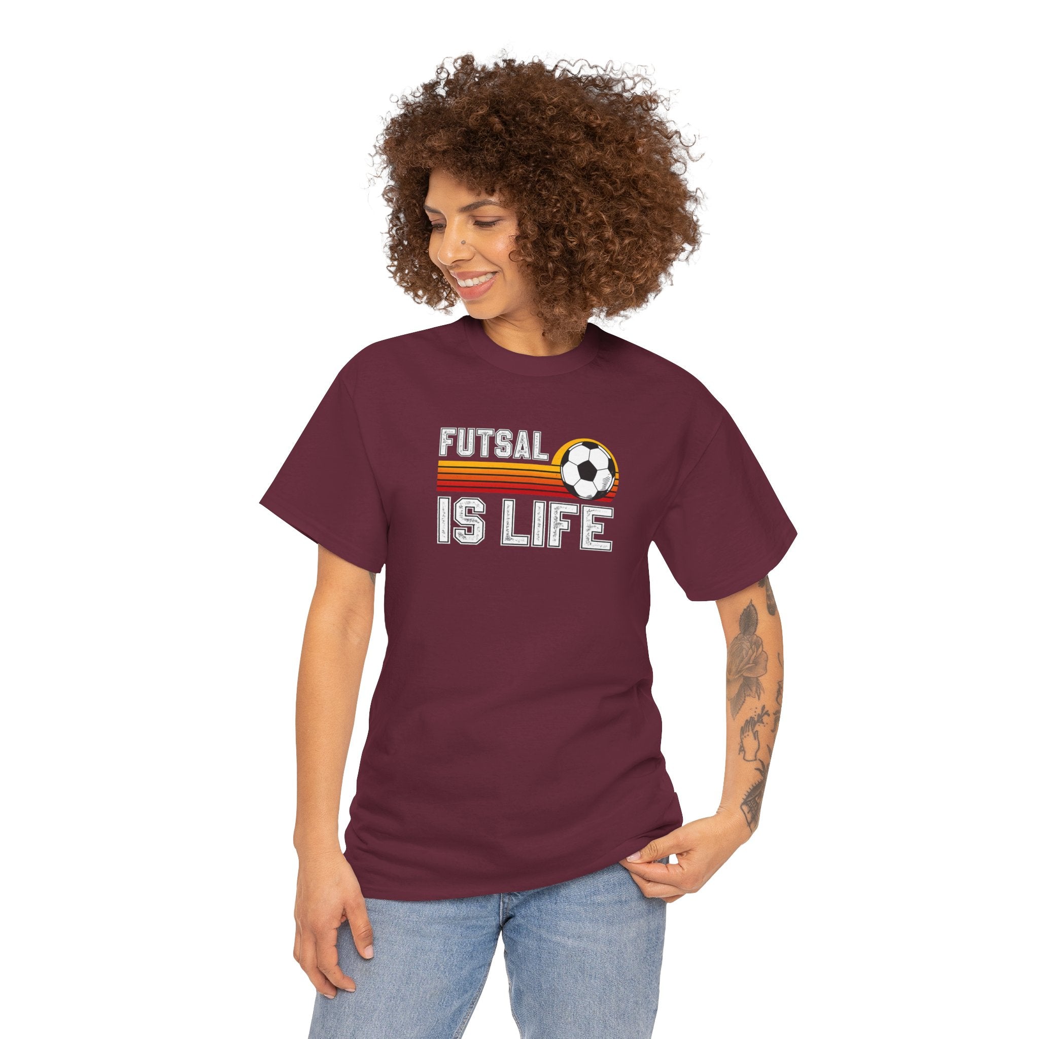 Futsal Is Life Tee | Retro Soccer Ball Stripe Design