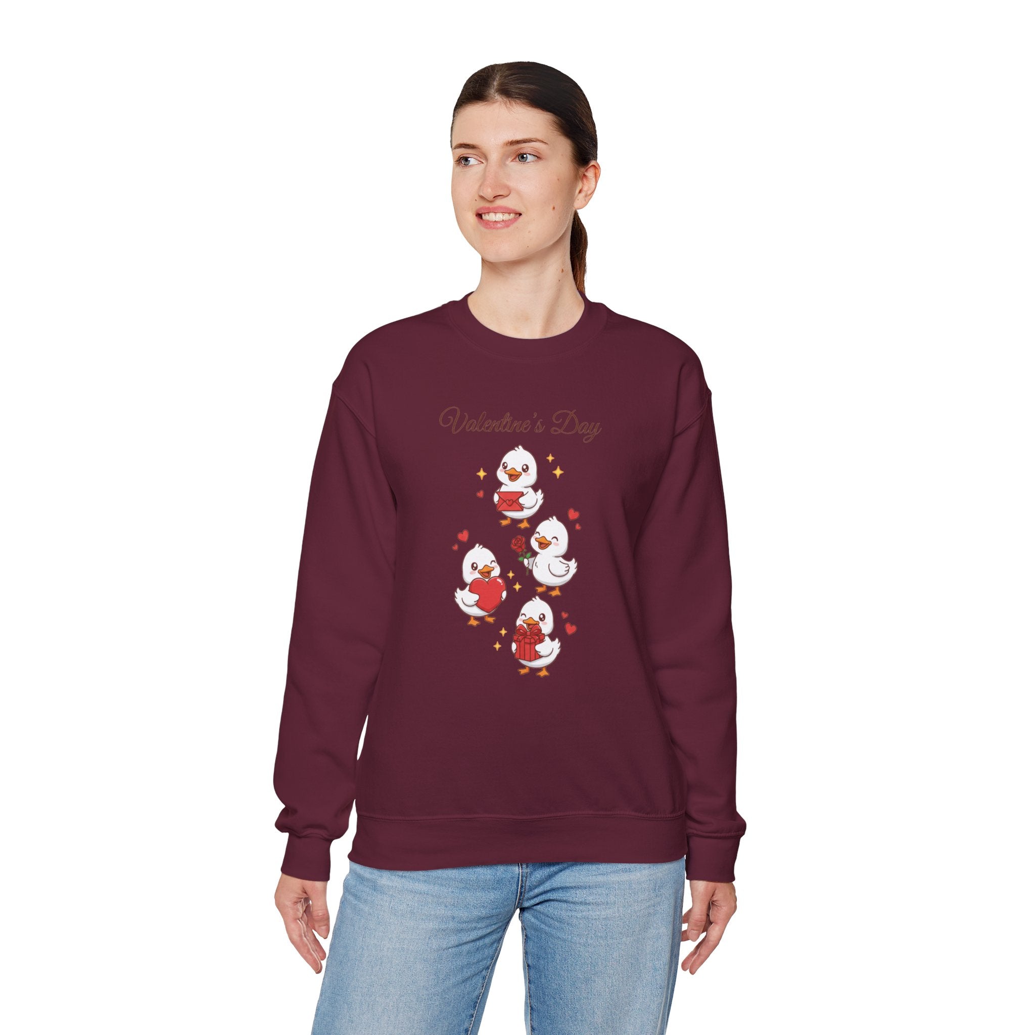 Valentine's Day Duckies Crewneck Sweatshirt | Valentine Day Hearts