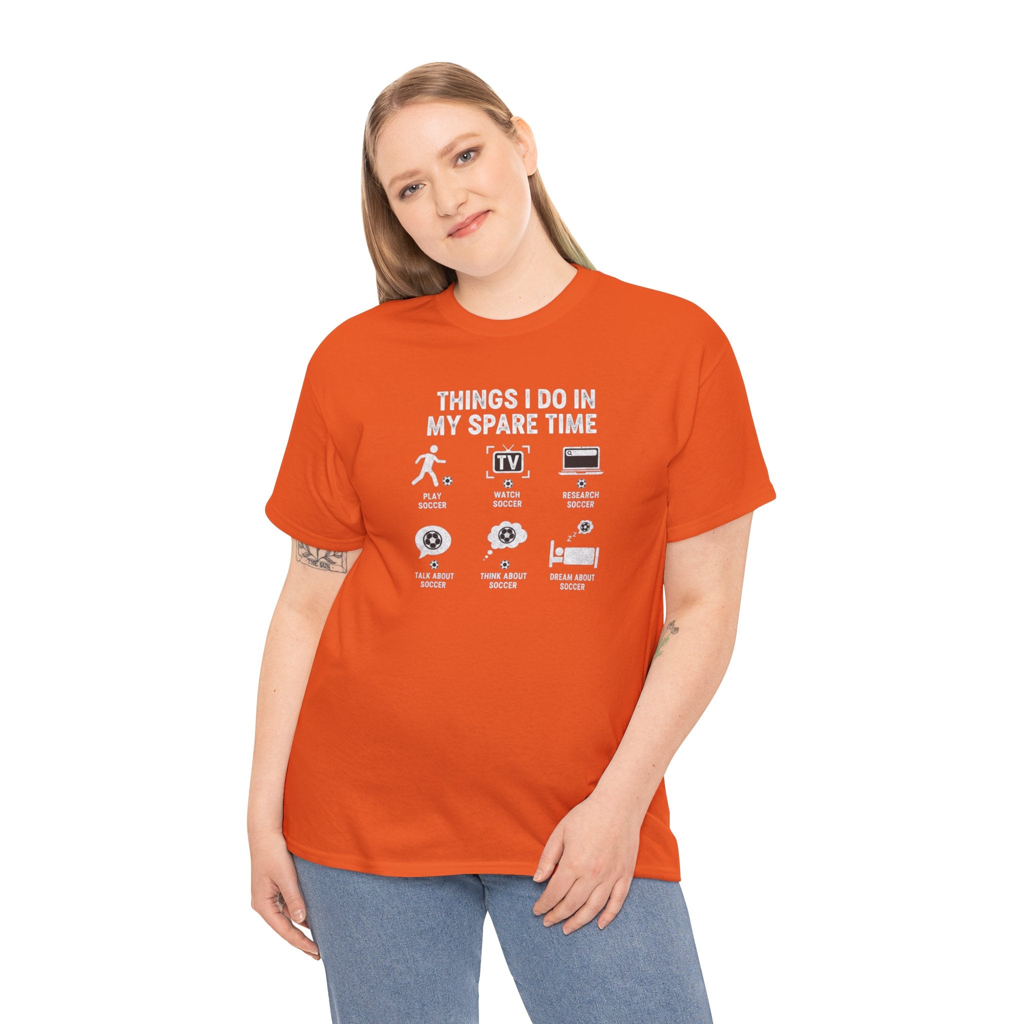Things I Do In My Spare Time Tee | Gaming Soccer, TV, Reading, Gardening Icons