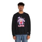 Valentine's Day Kawaii Bunny Sweatshirt | Cute Bunny Holding Heart Love Crewneck